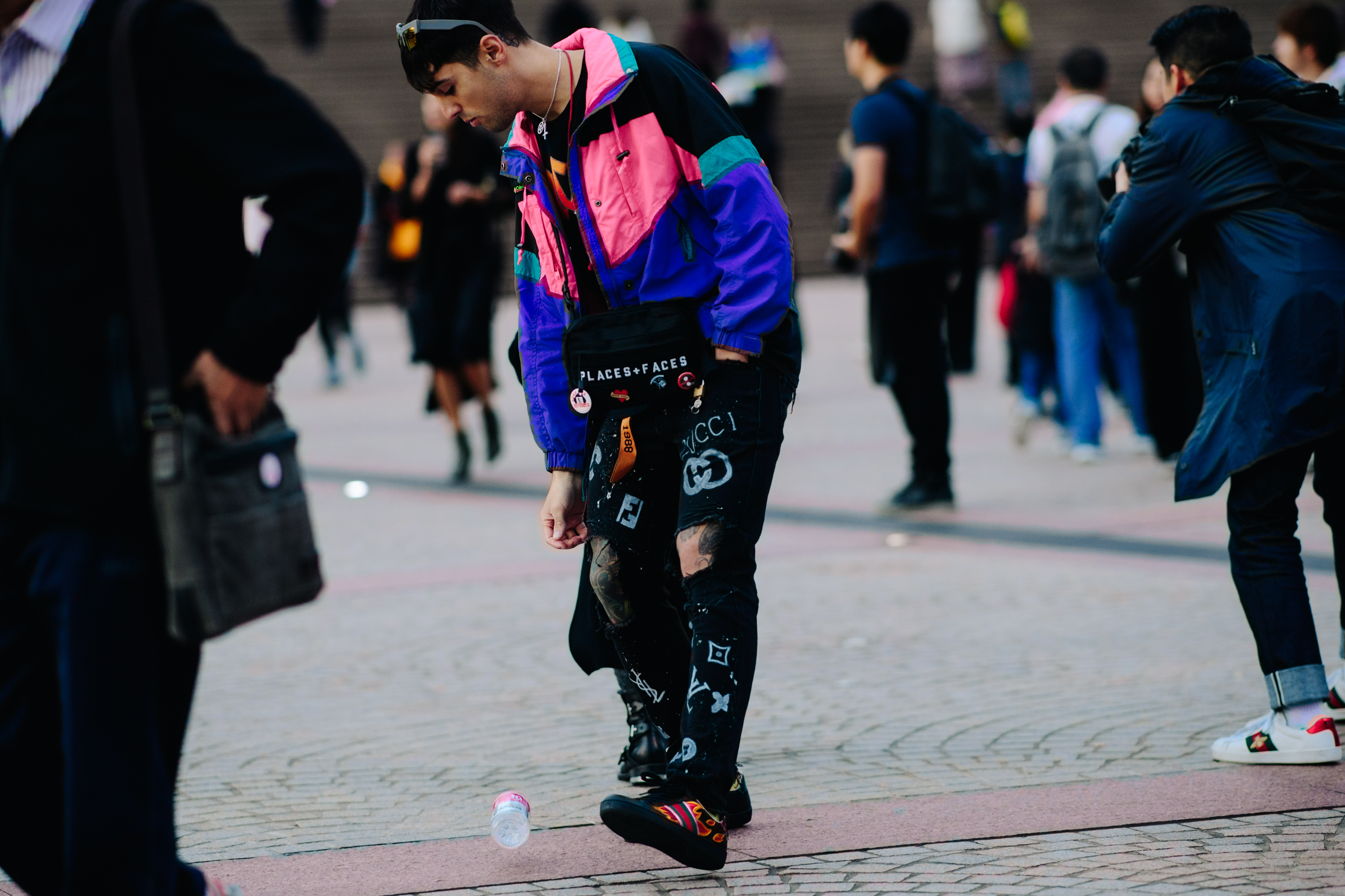 Man wearing customized jeans