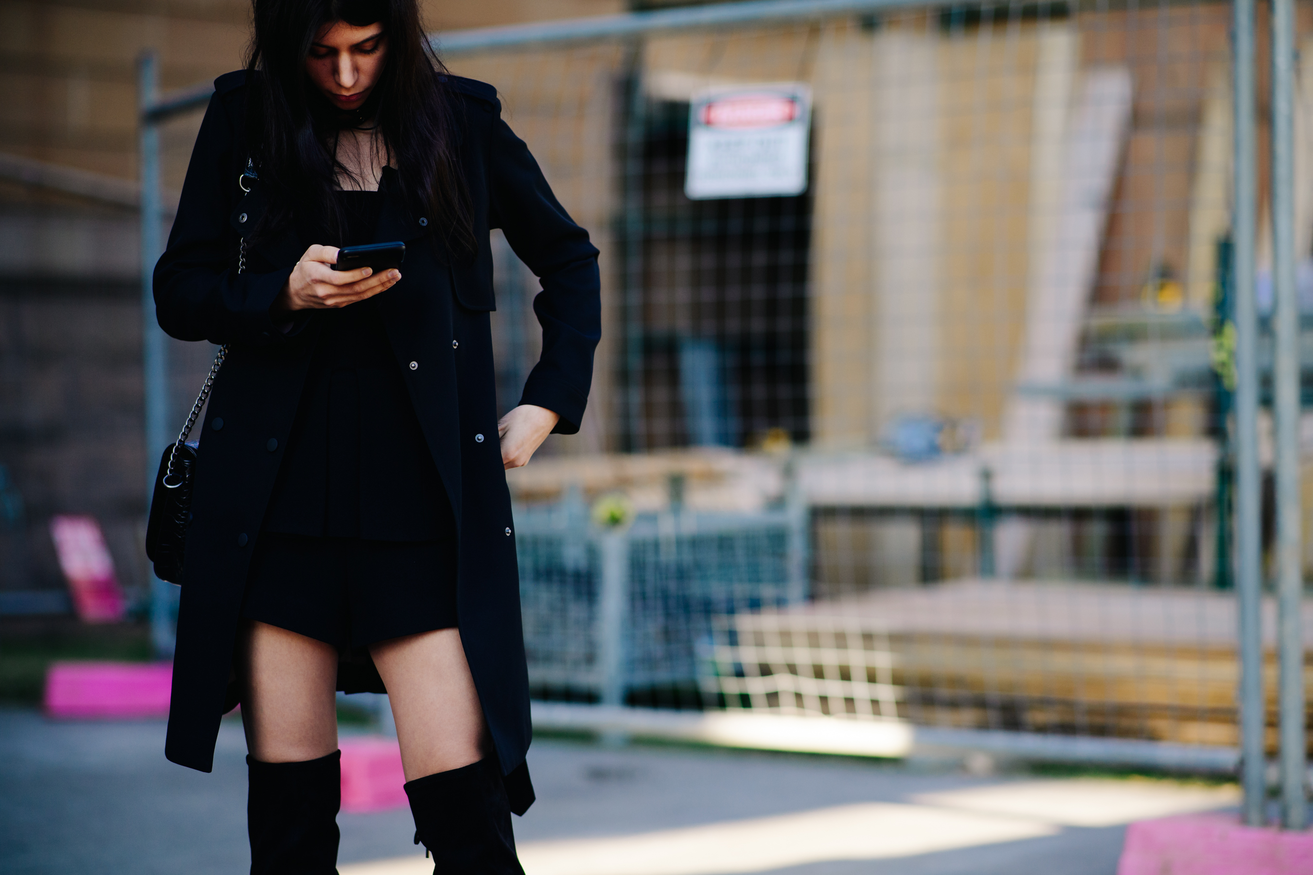 Girl wearing a full black look