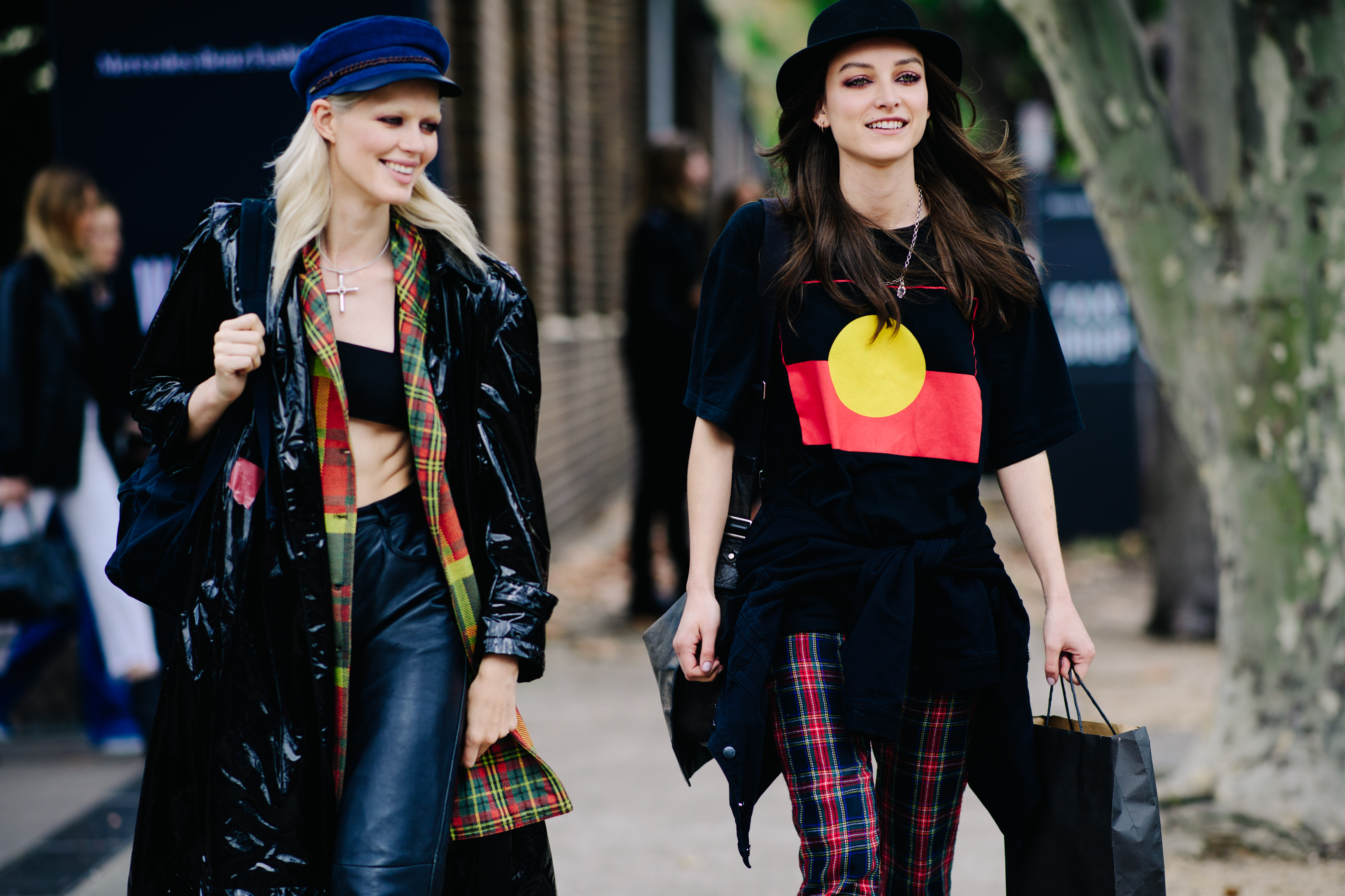 Two models walking on the street