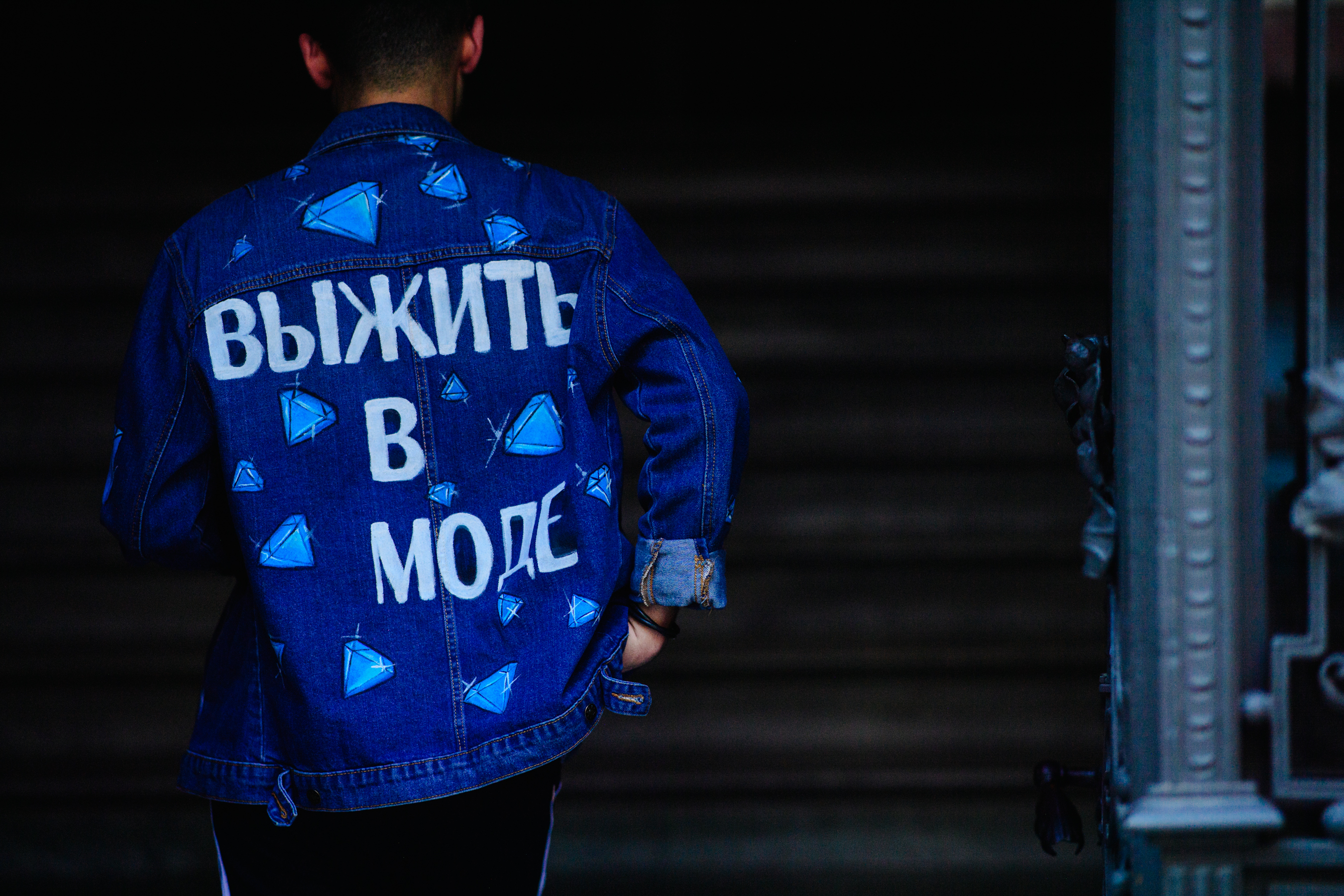 Boy wearing a hand-painted jacket