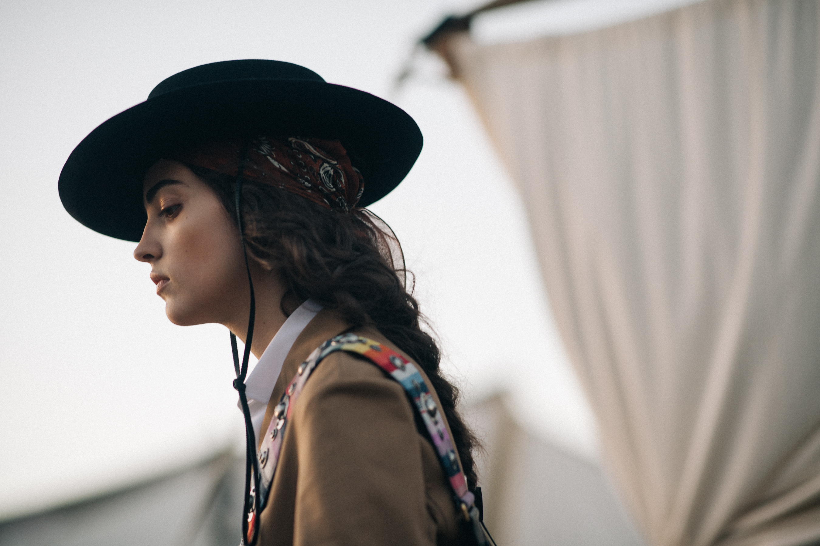 Girl wearing a brown classic jacket