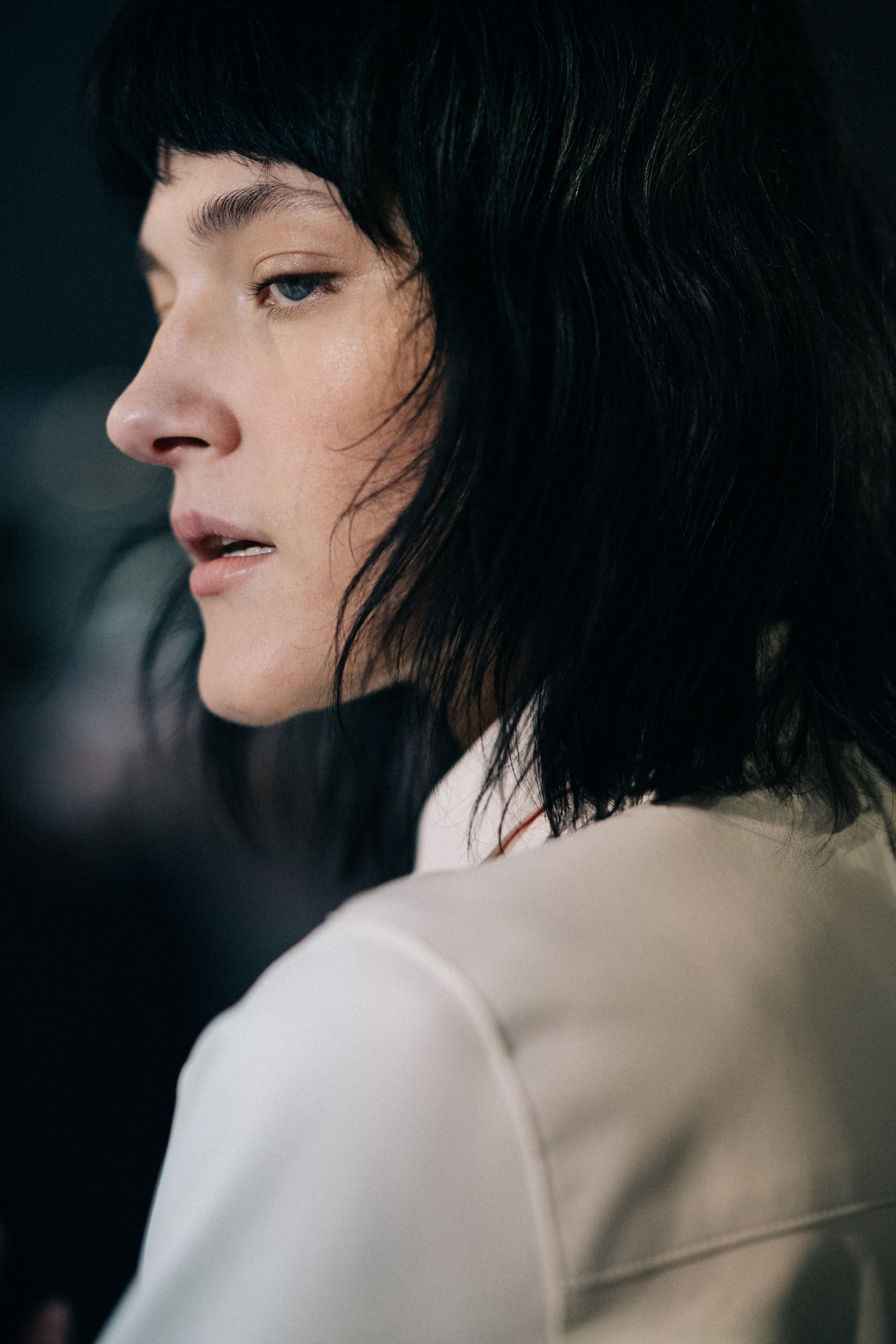 Model's profile at Esteban Cortazar backstage