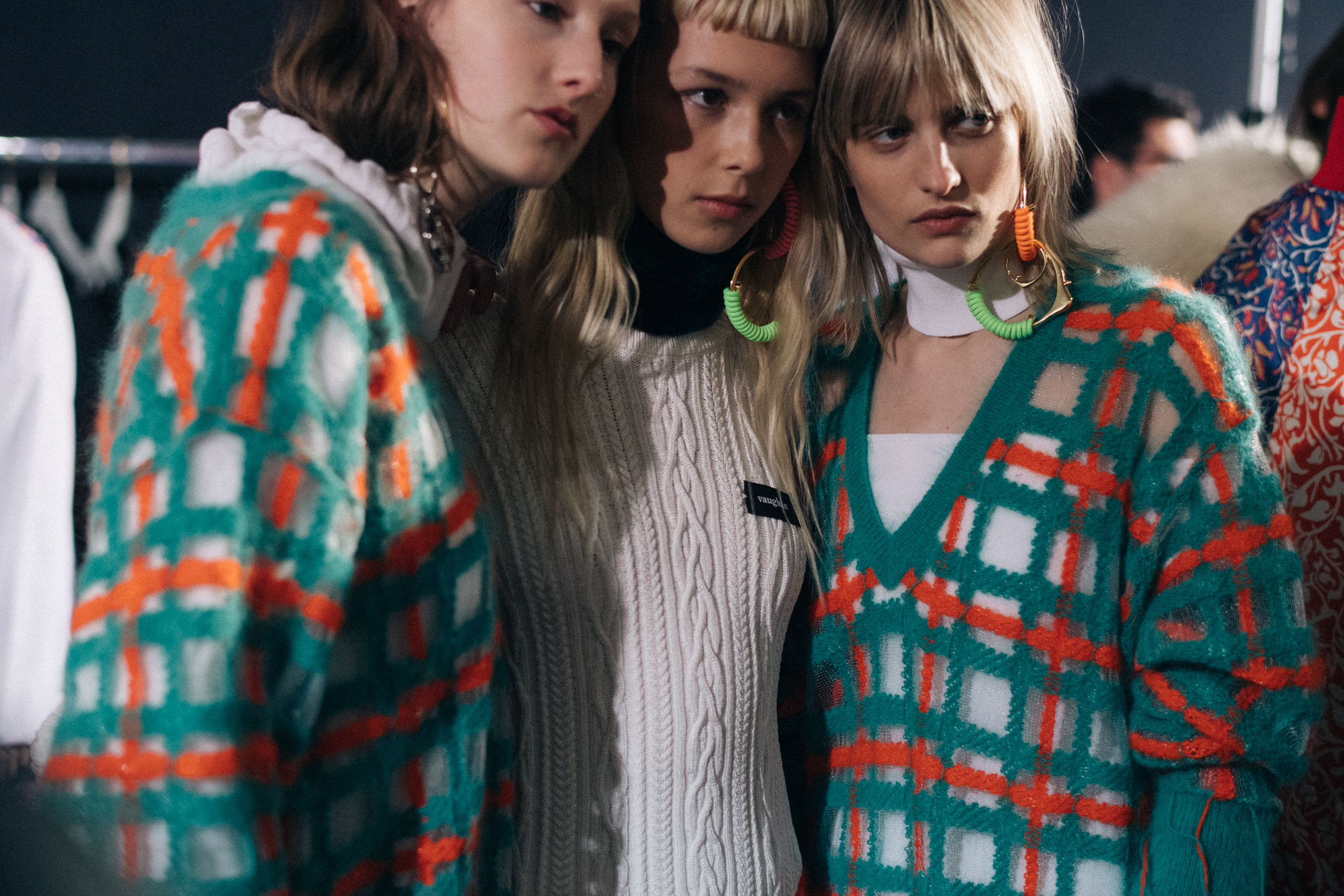 Models posing at Esteban Cortazar backstage