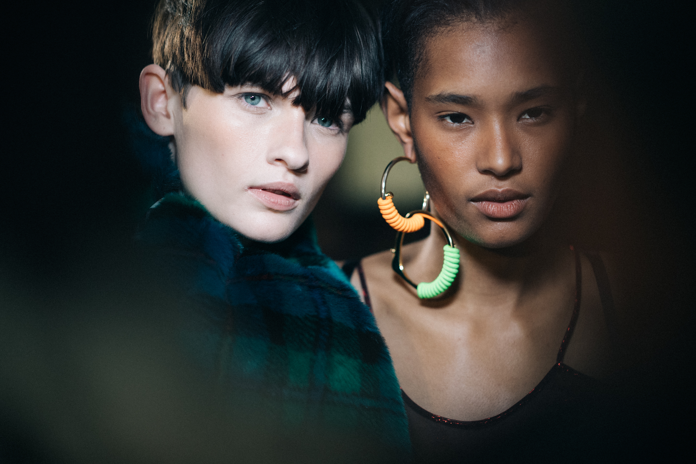 Two models at Esteban Cortazar backstage