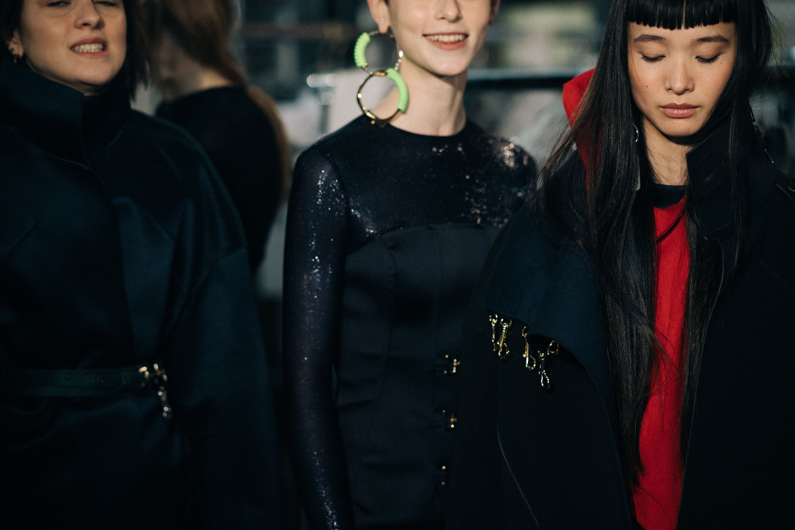 Models waiting at Esteban Cortazar backstage