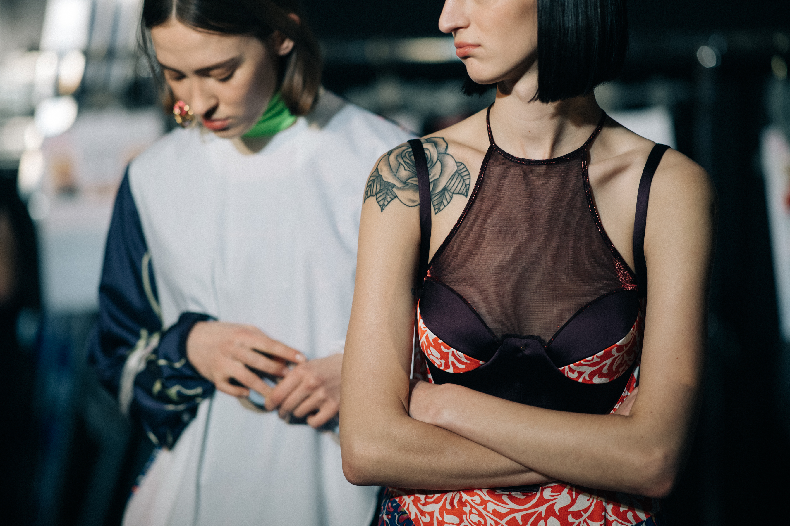 Two girls at Esteban Cortazar backstage
