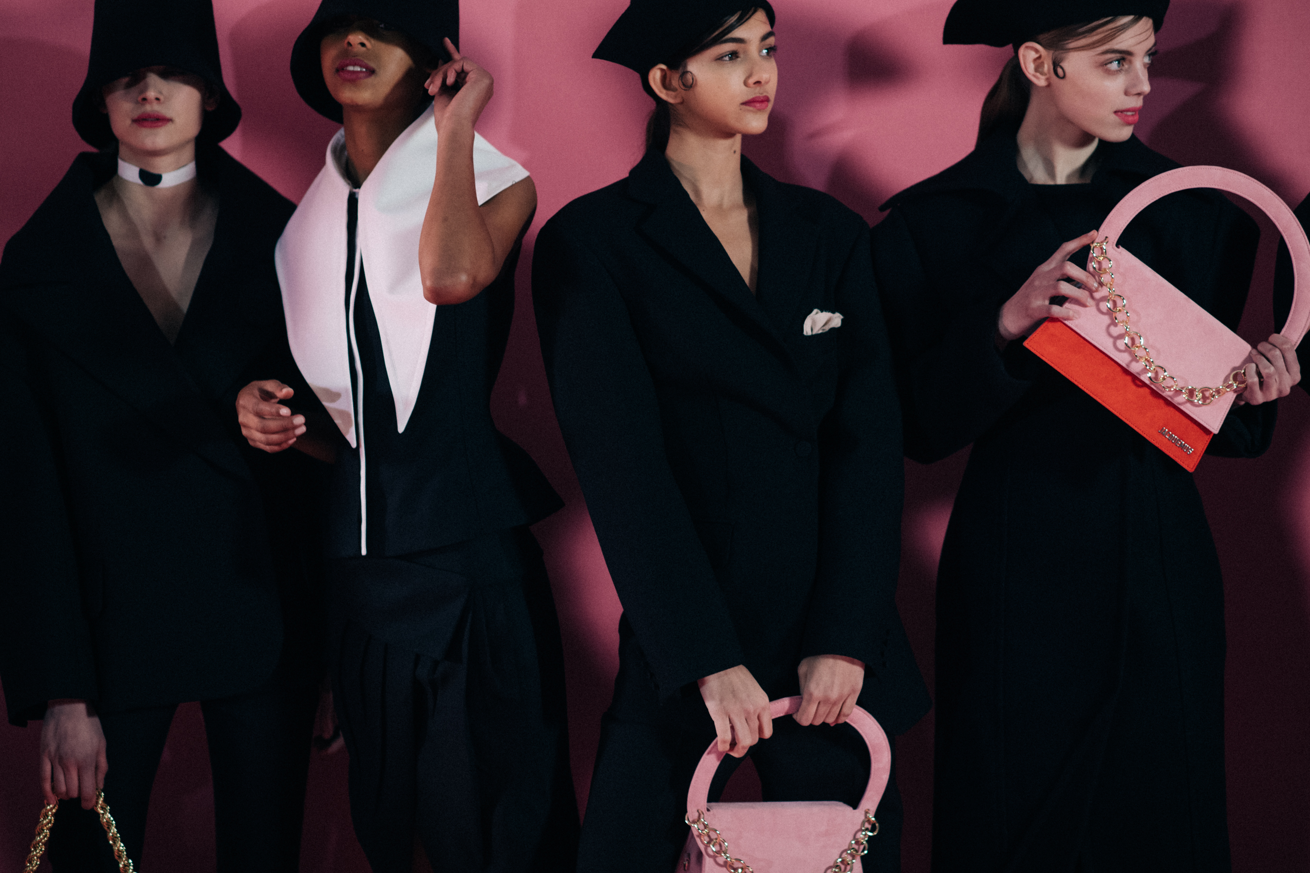 Girls posing at Jacquemus backstage