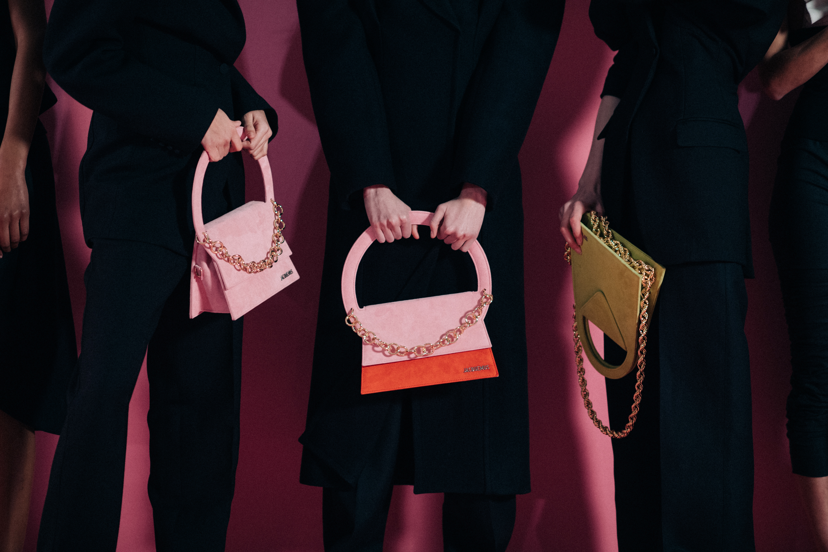 Three different Jacquemus leather clutches