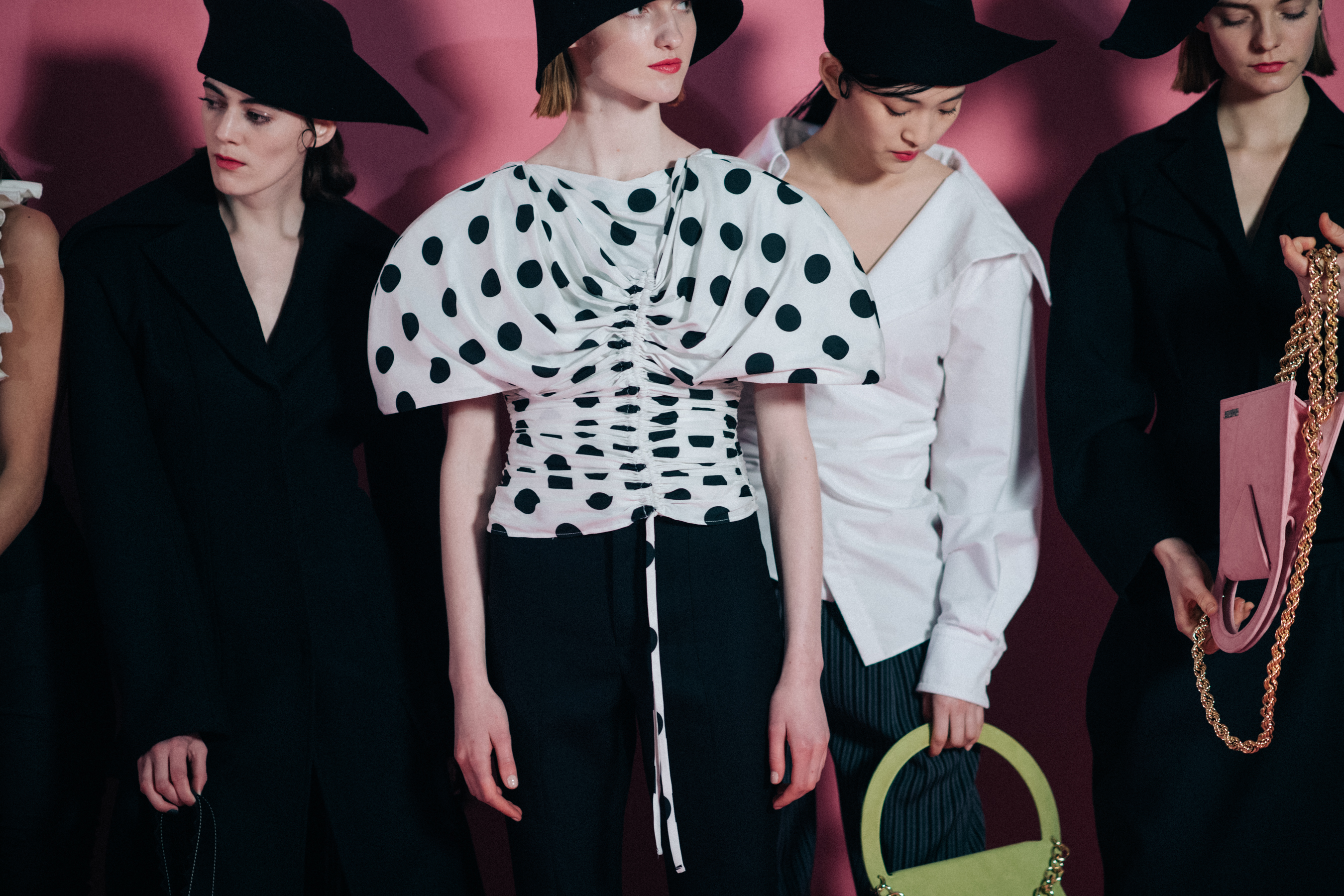 Girl wearing a polka dot printed top
