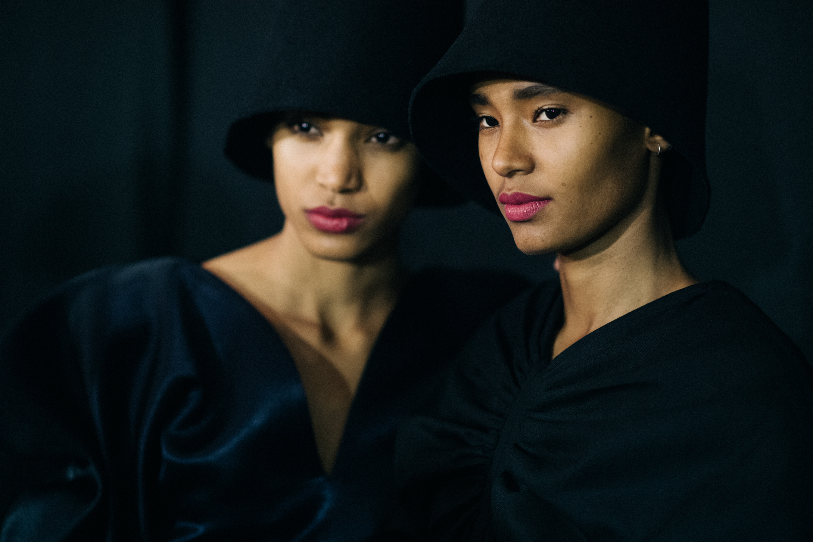 Girls posing at Jacquemus backstage