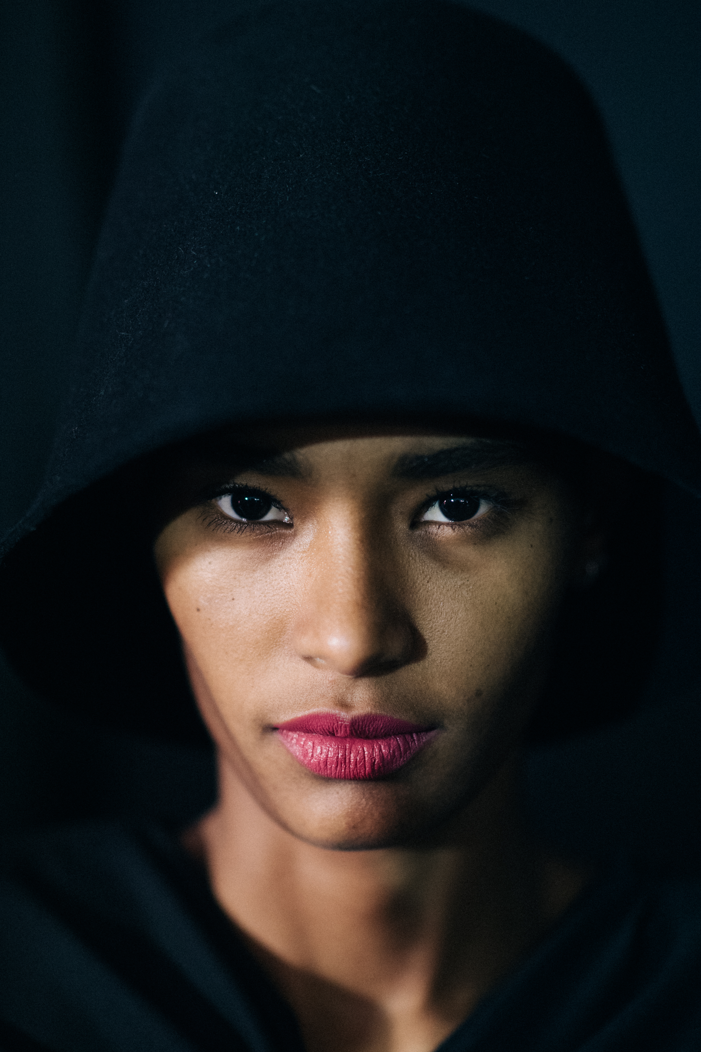 Portrait of a female Jacquemus model