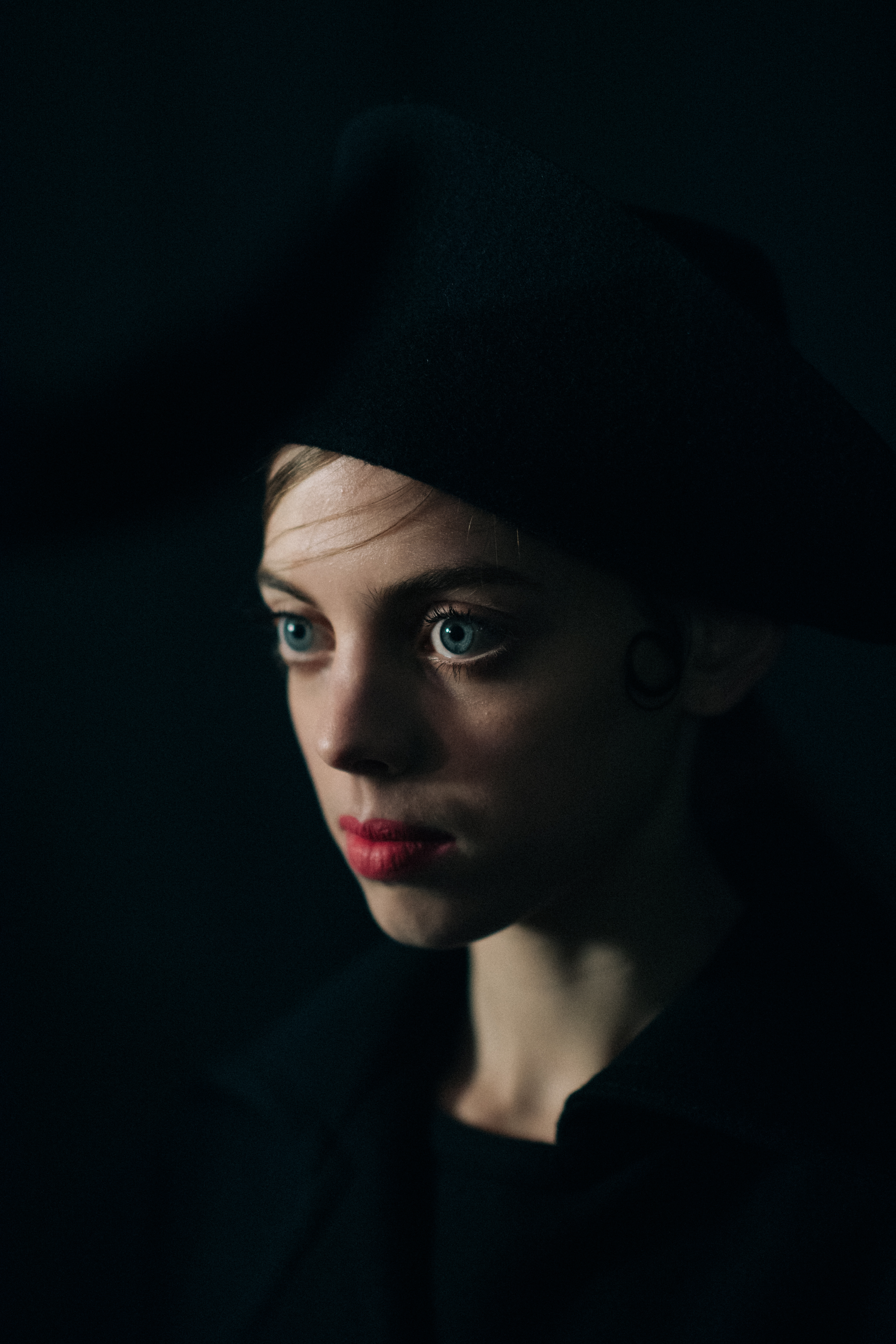 Portrait of a blue eyed model
