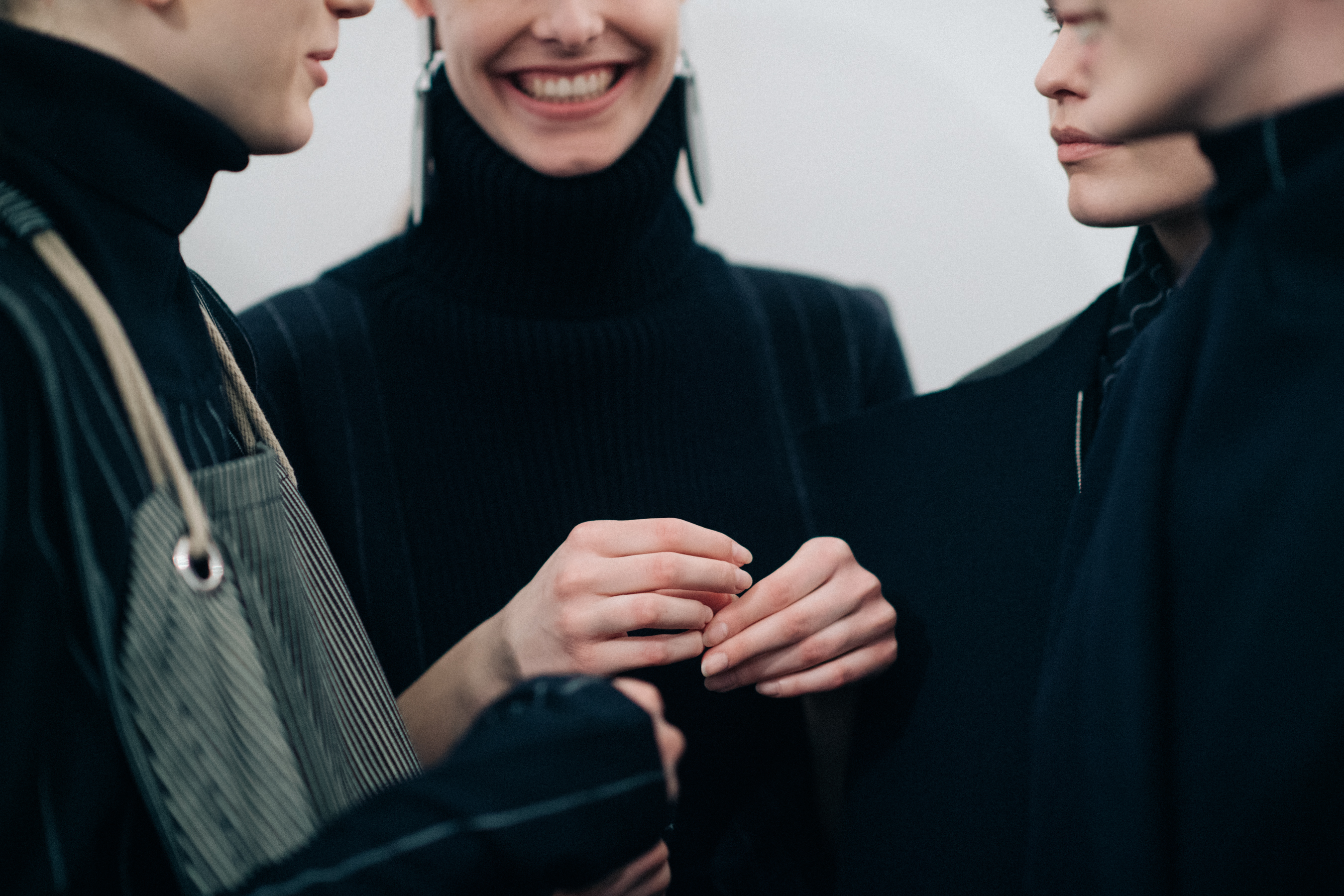 Models laughing at Nehera backstage