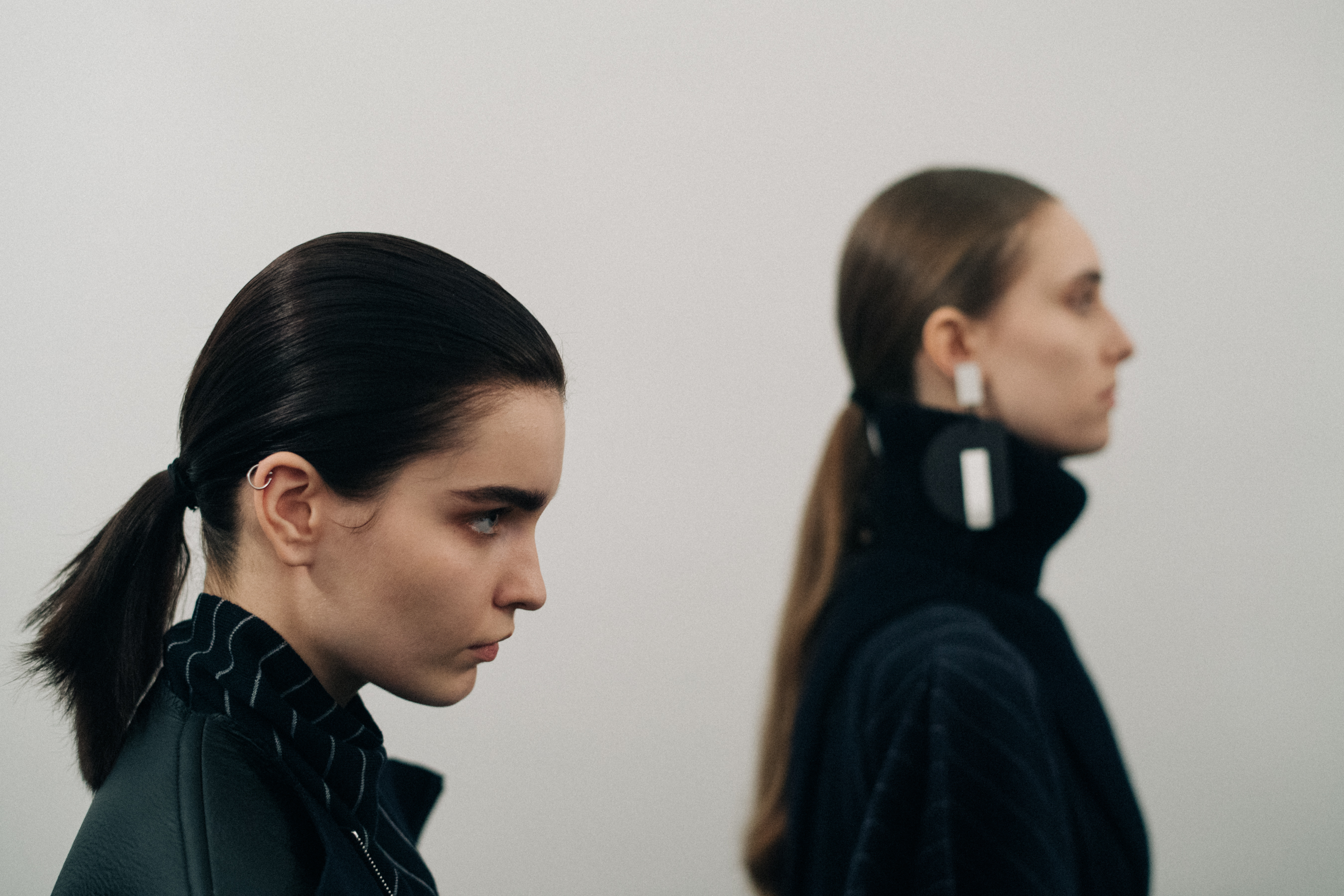Profile of a model with pierced ear
