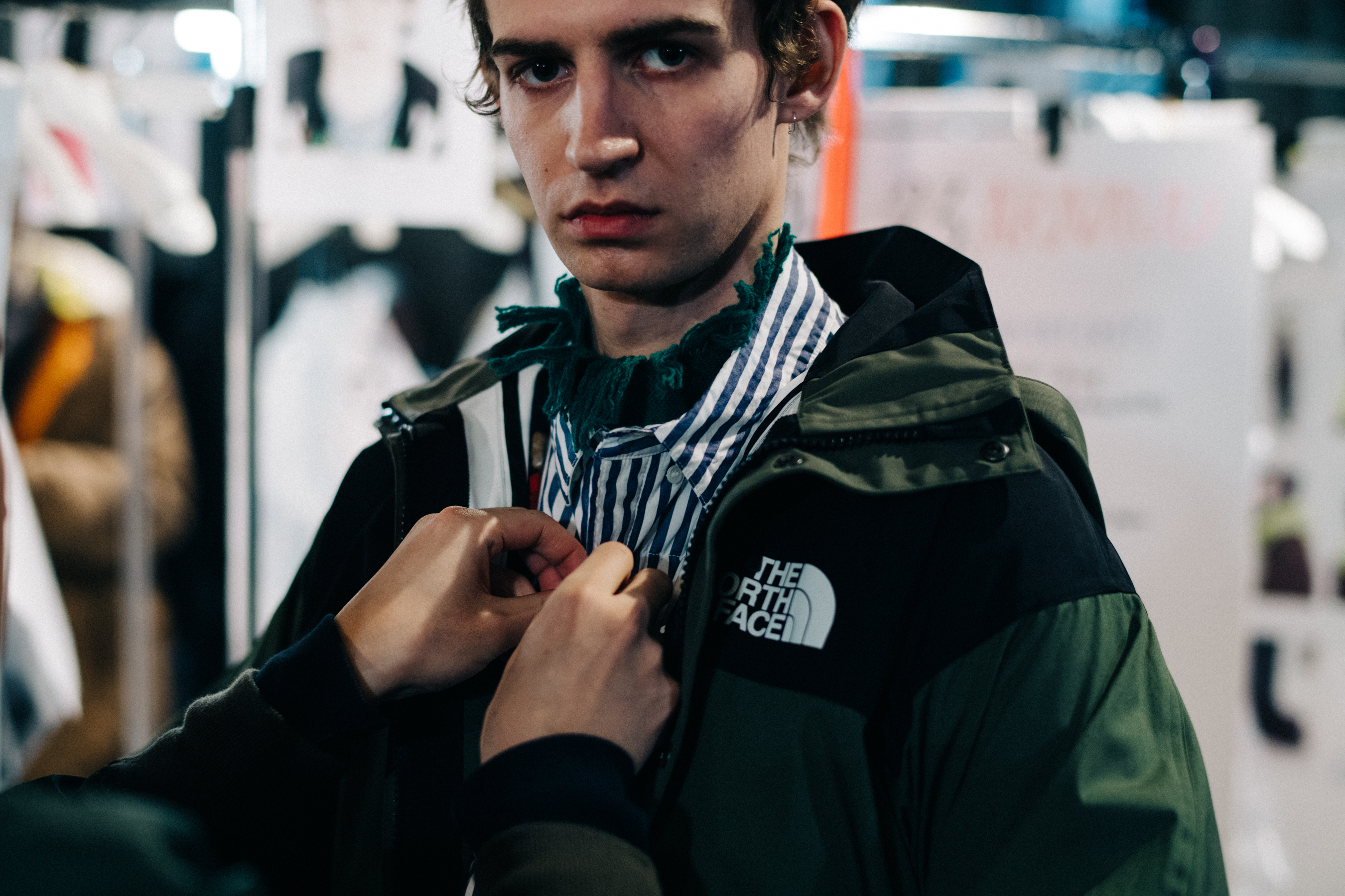 Model wearing a North Face jacket