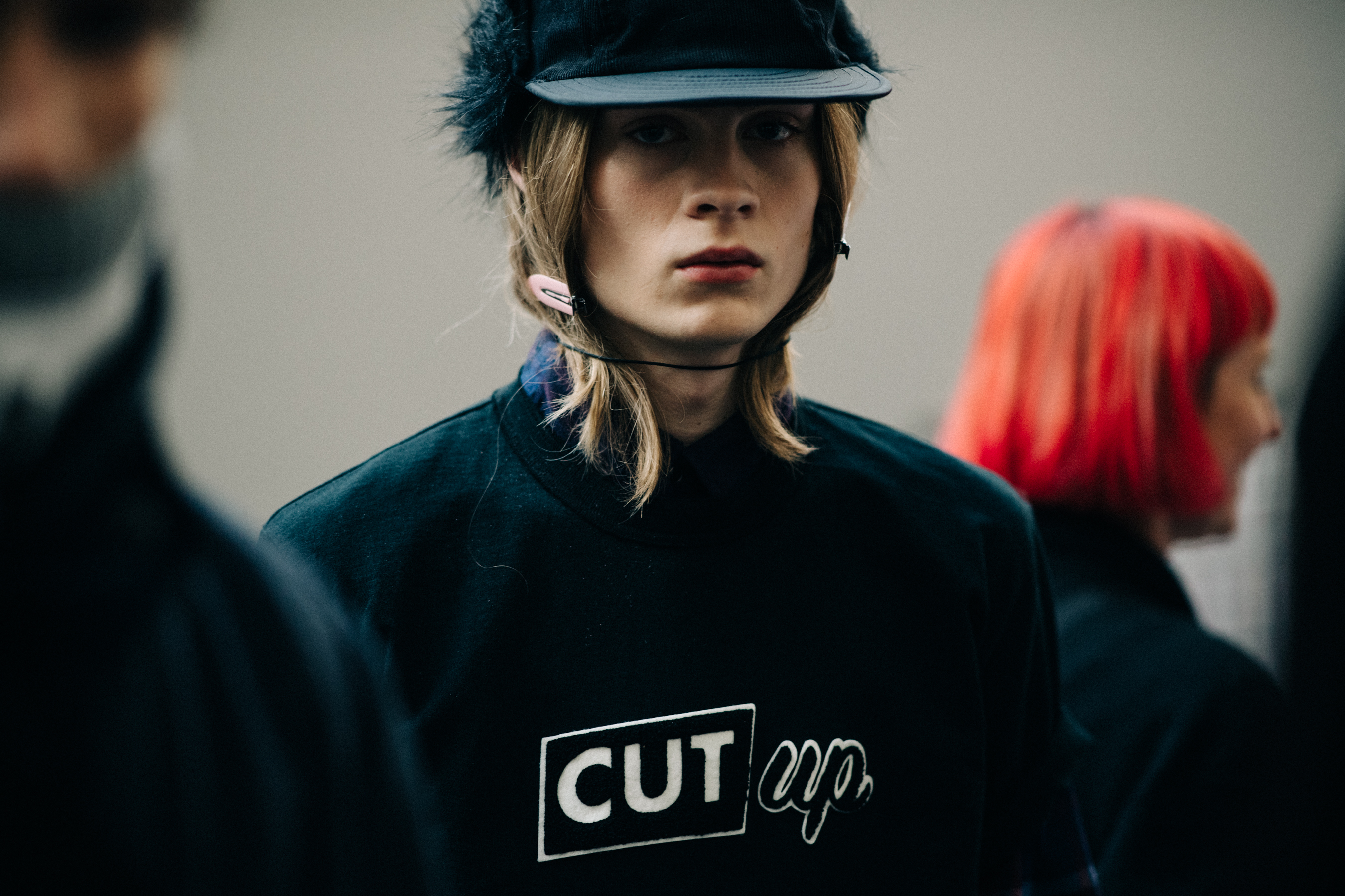 Sacai male model at backstage