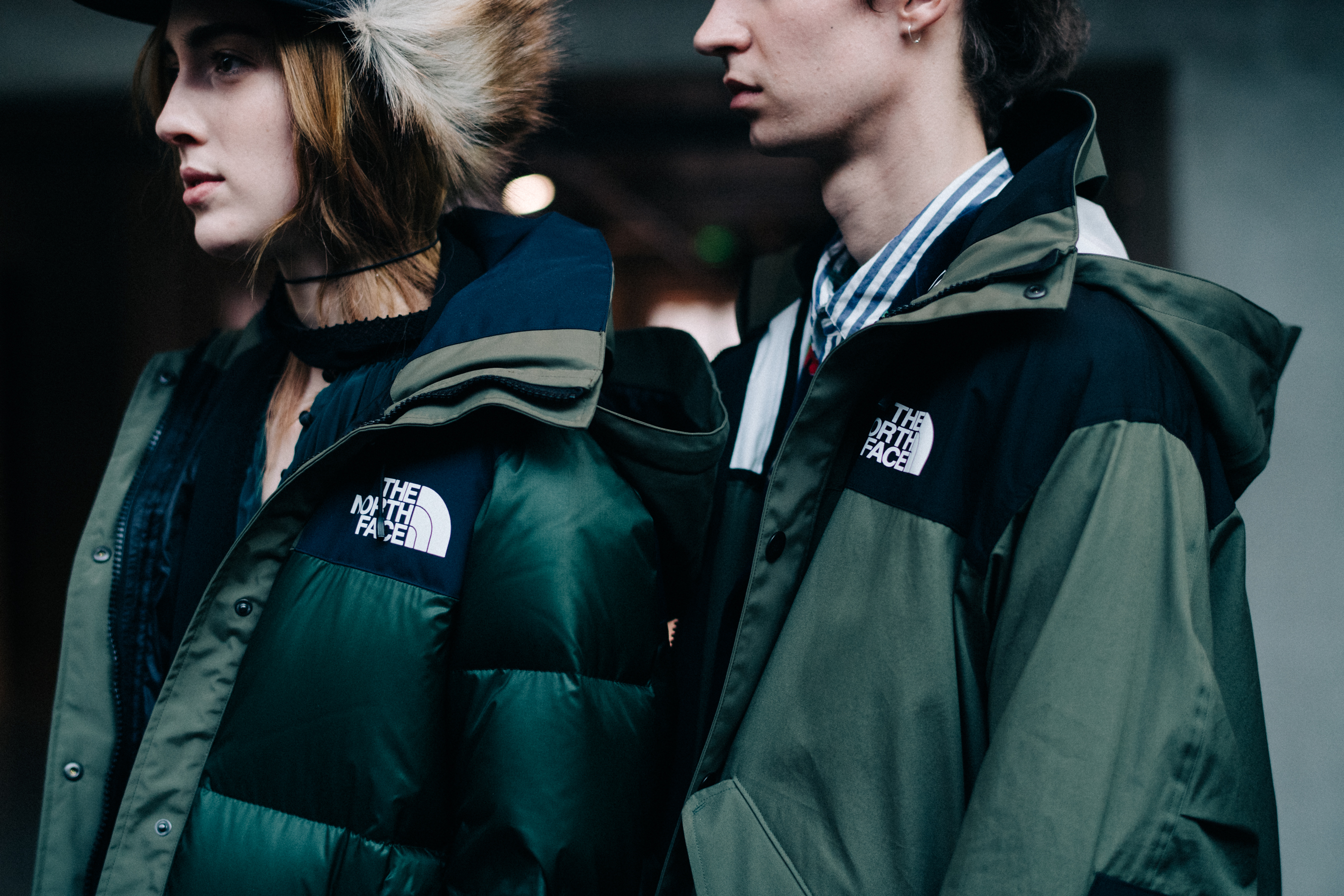 Models wearing North Face jackets
