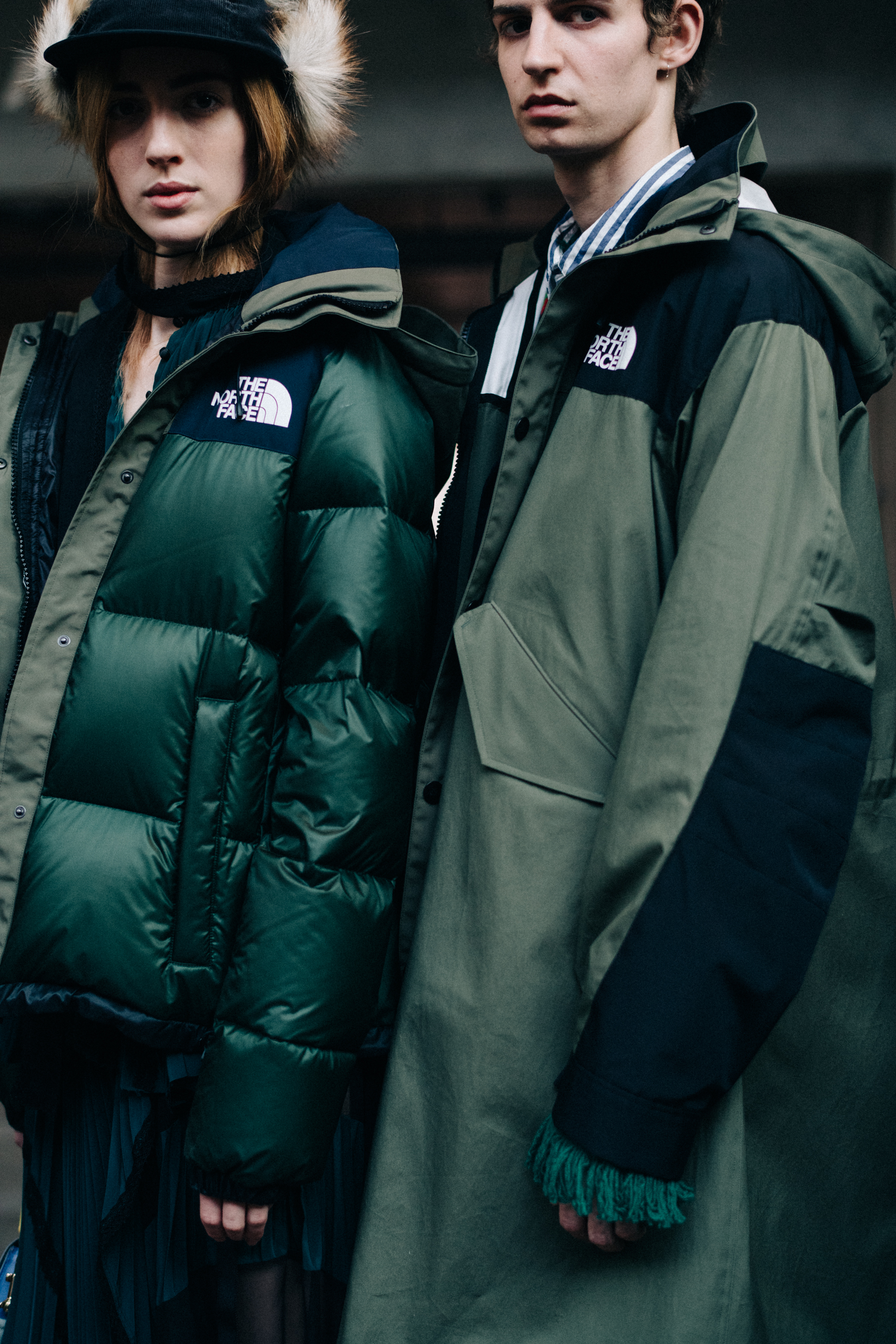Models wearing North Face coats