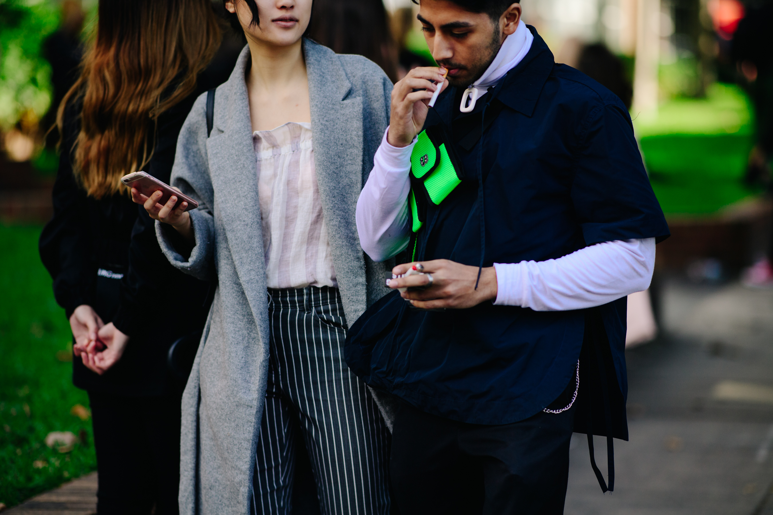 Girl and boy walking on the street