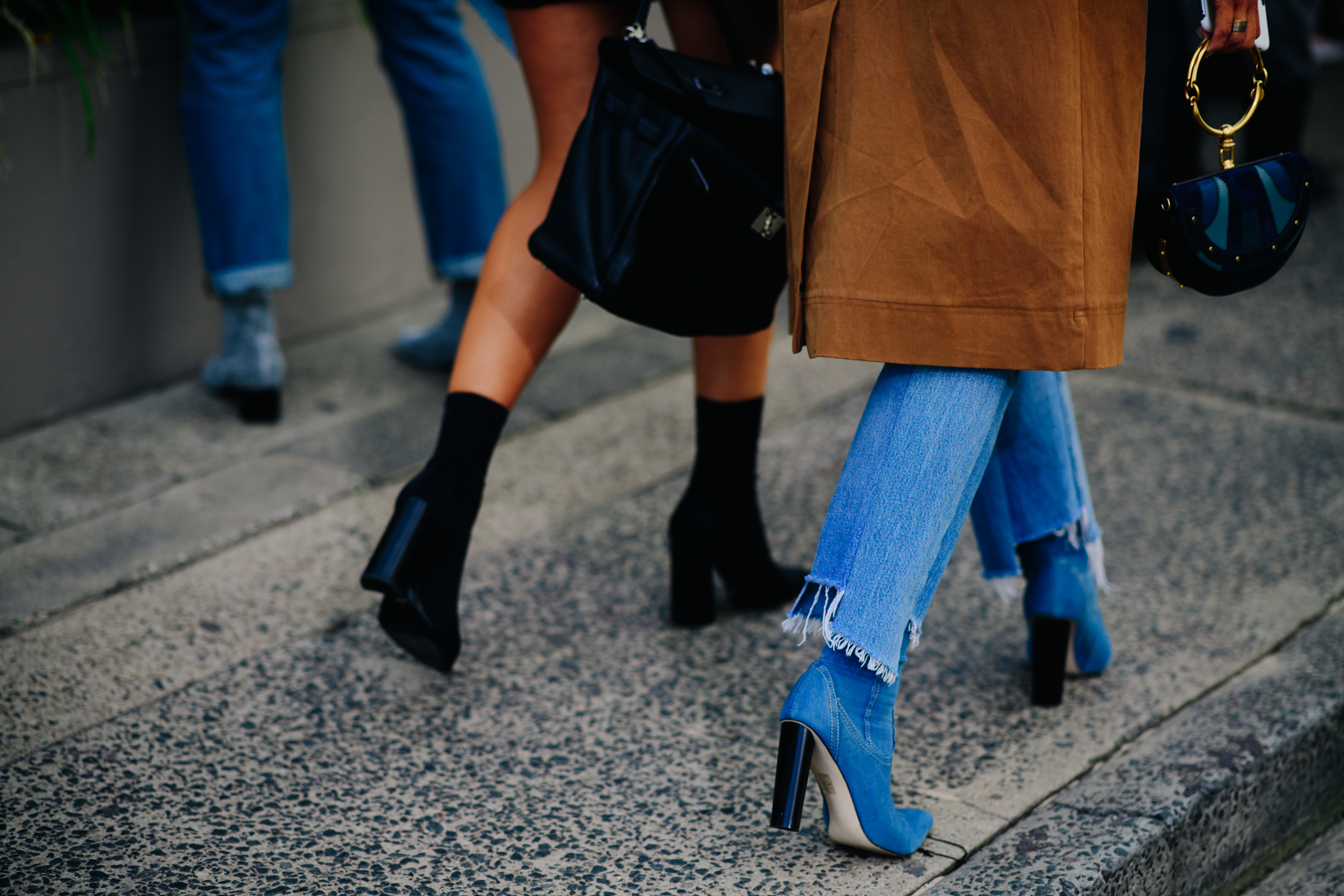 Woman wearing Vetements blue jeans