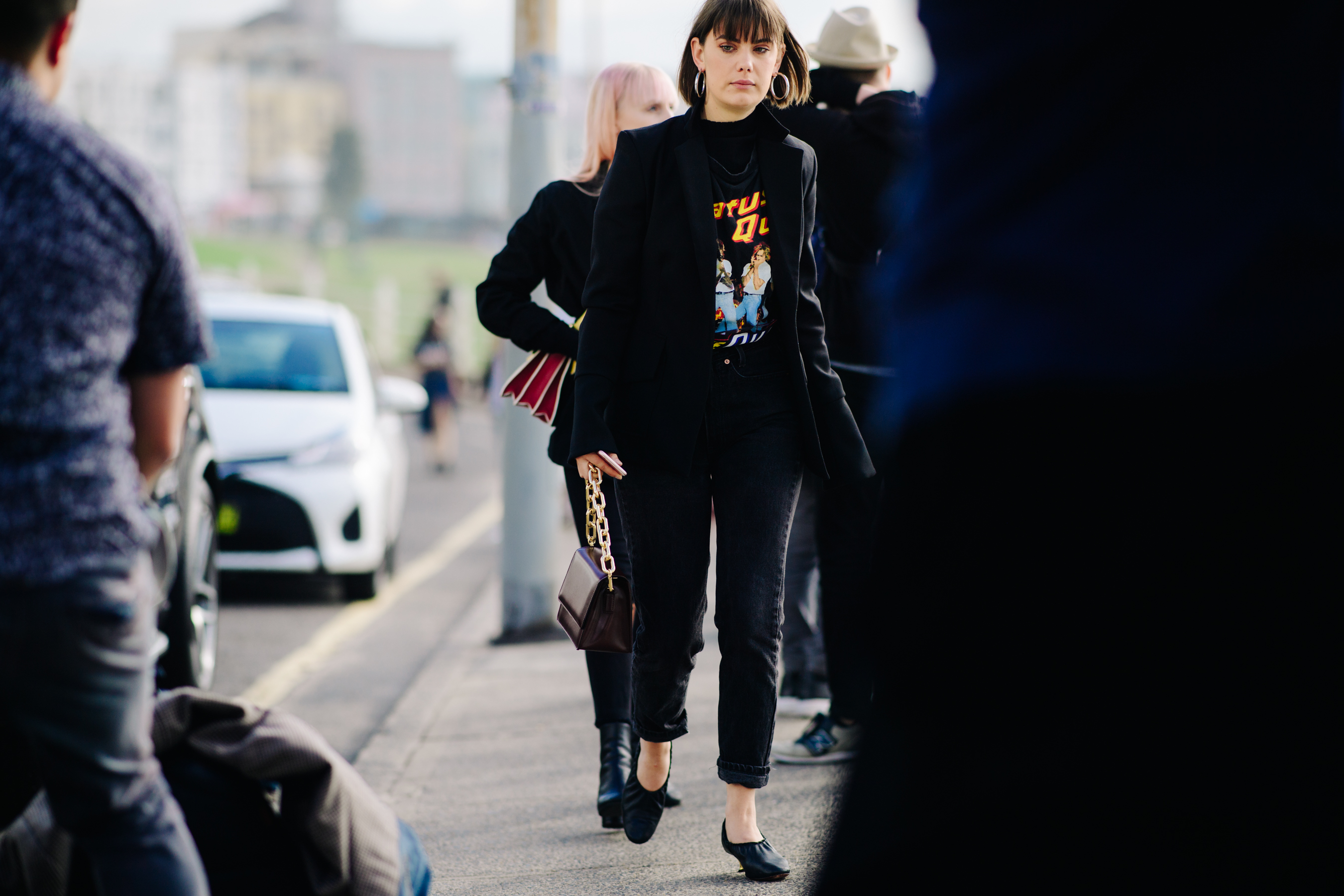 Girl wearing a Status Quo t-shirt