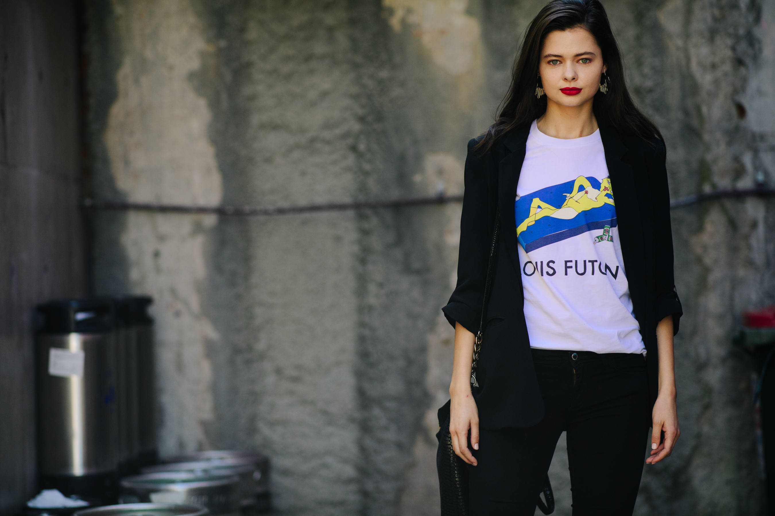 Girl wearing Louis Vuitton t-shirt
