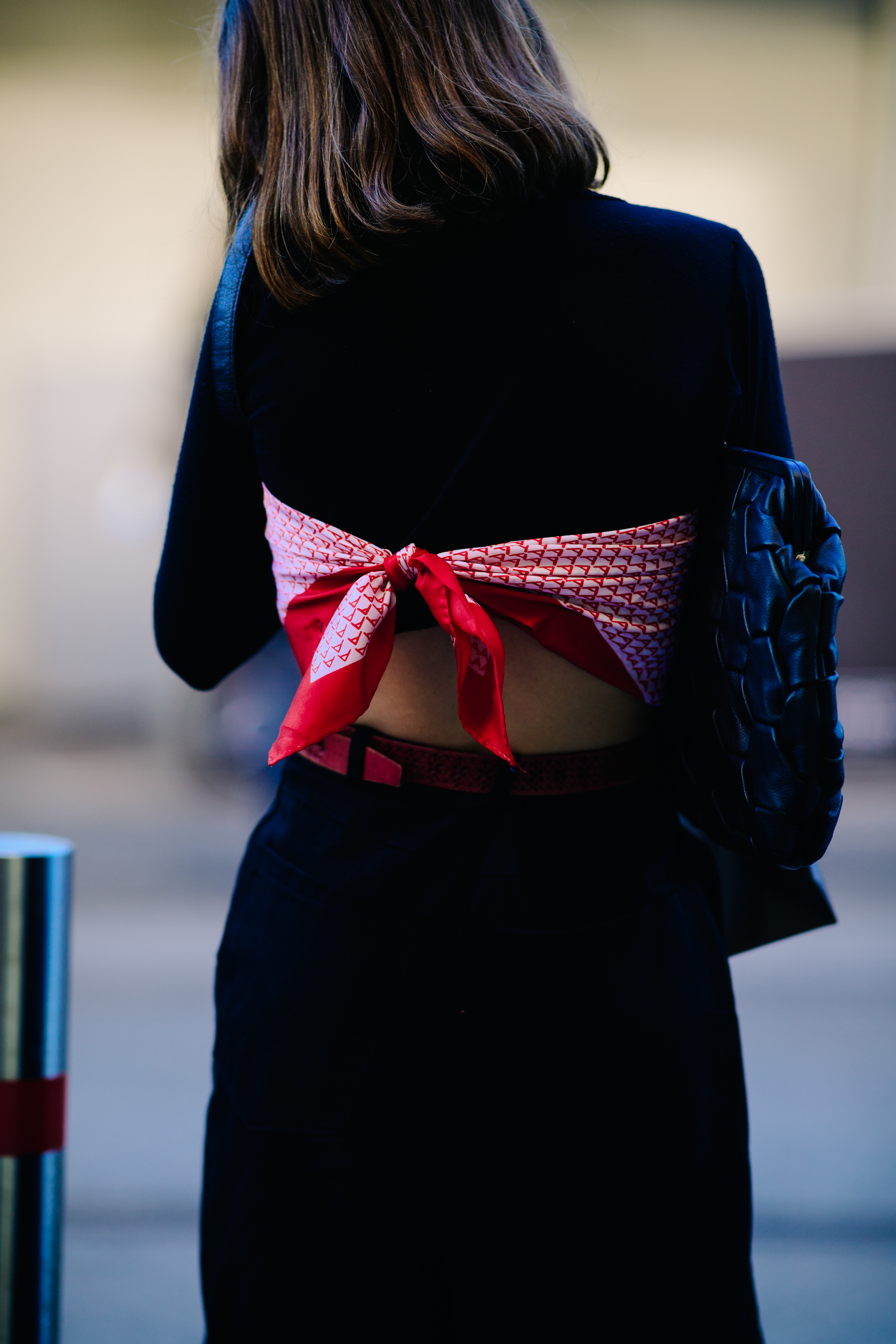 Girl wearing a red bandana