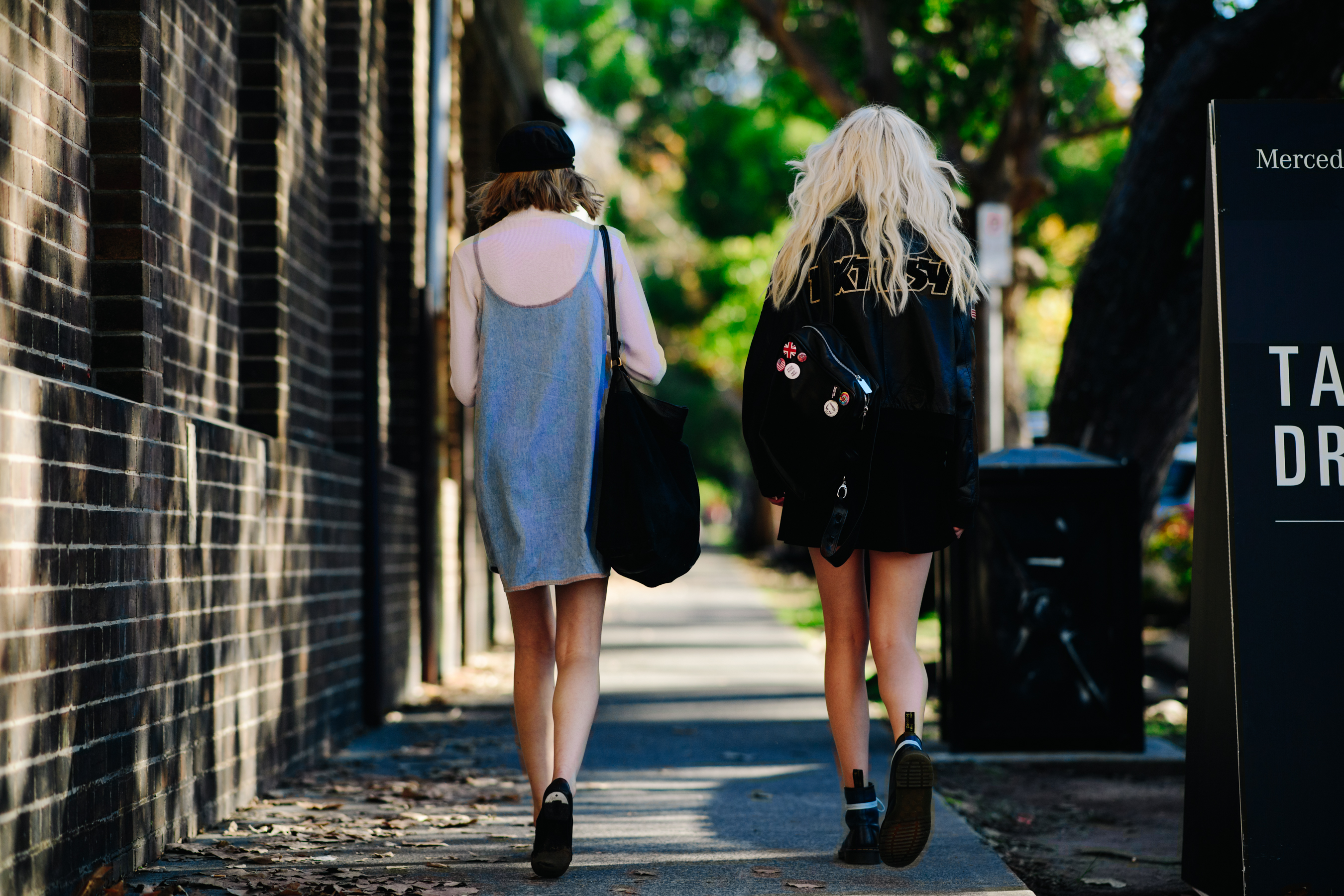 Two models walking on the street