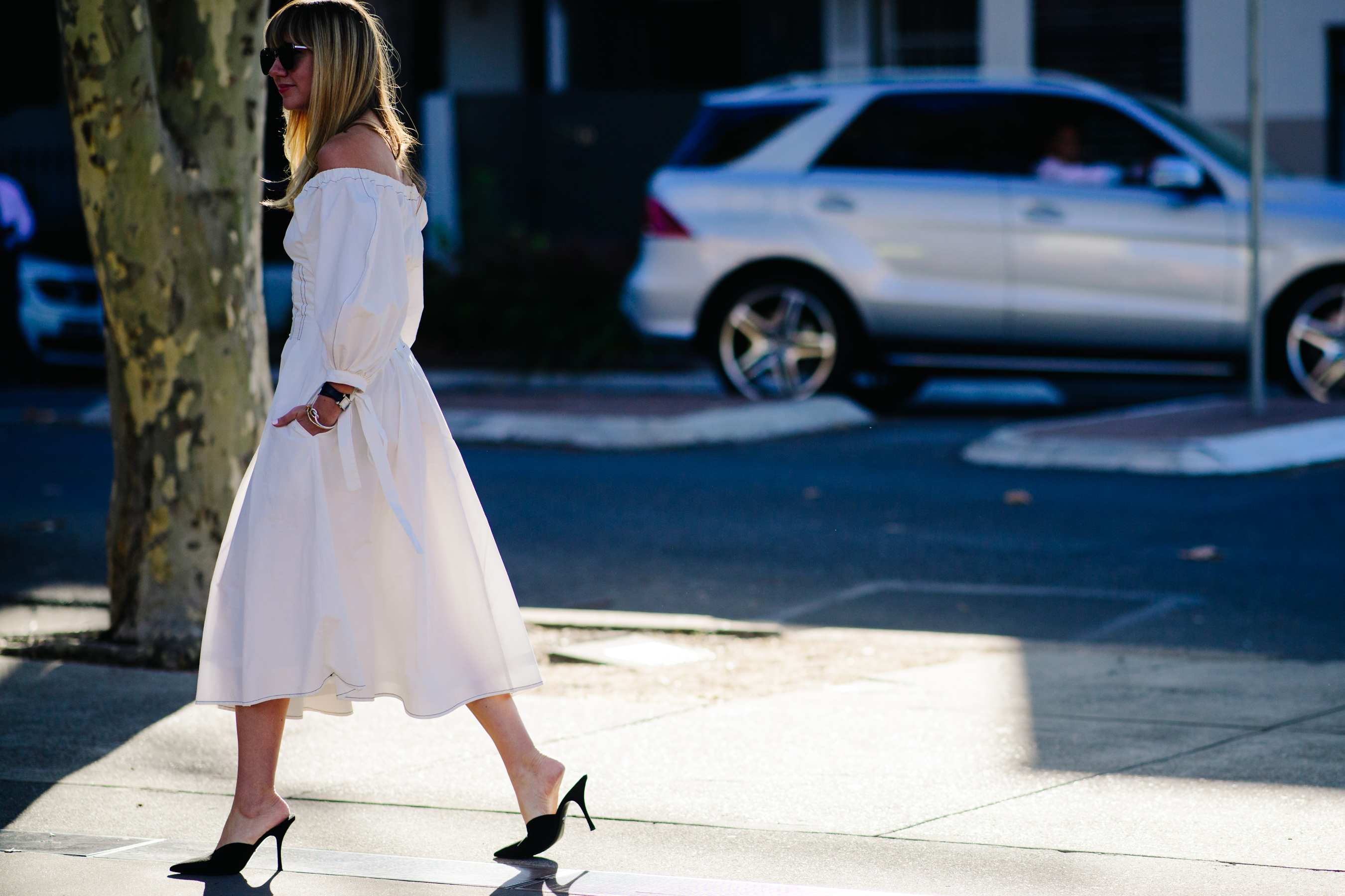 Girl wearing a white dress