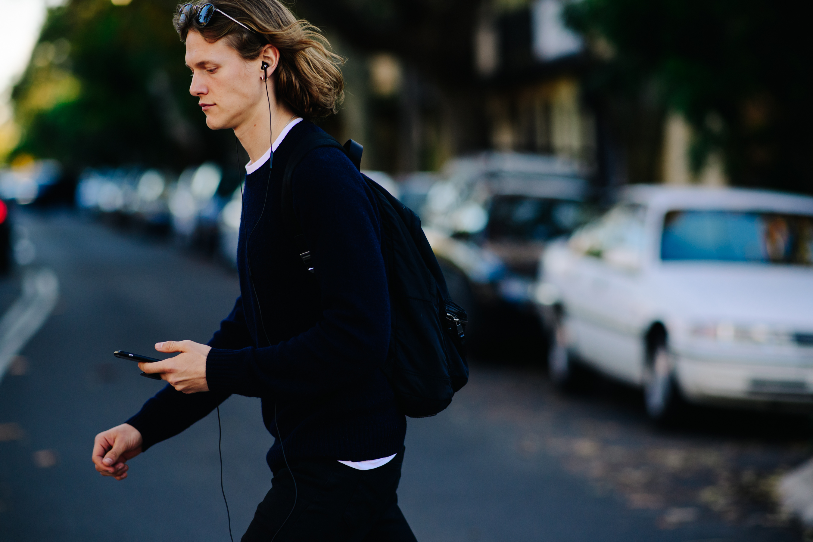 Boy walking on the street