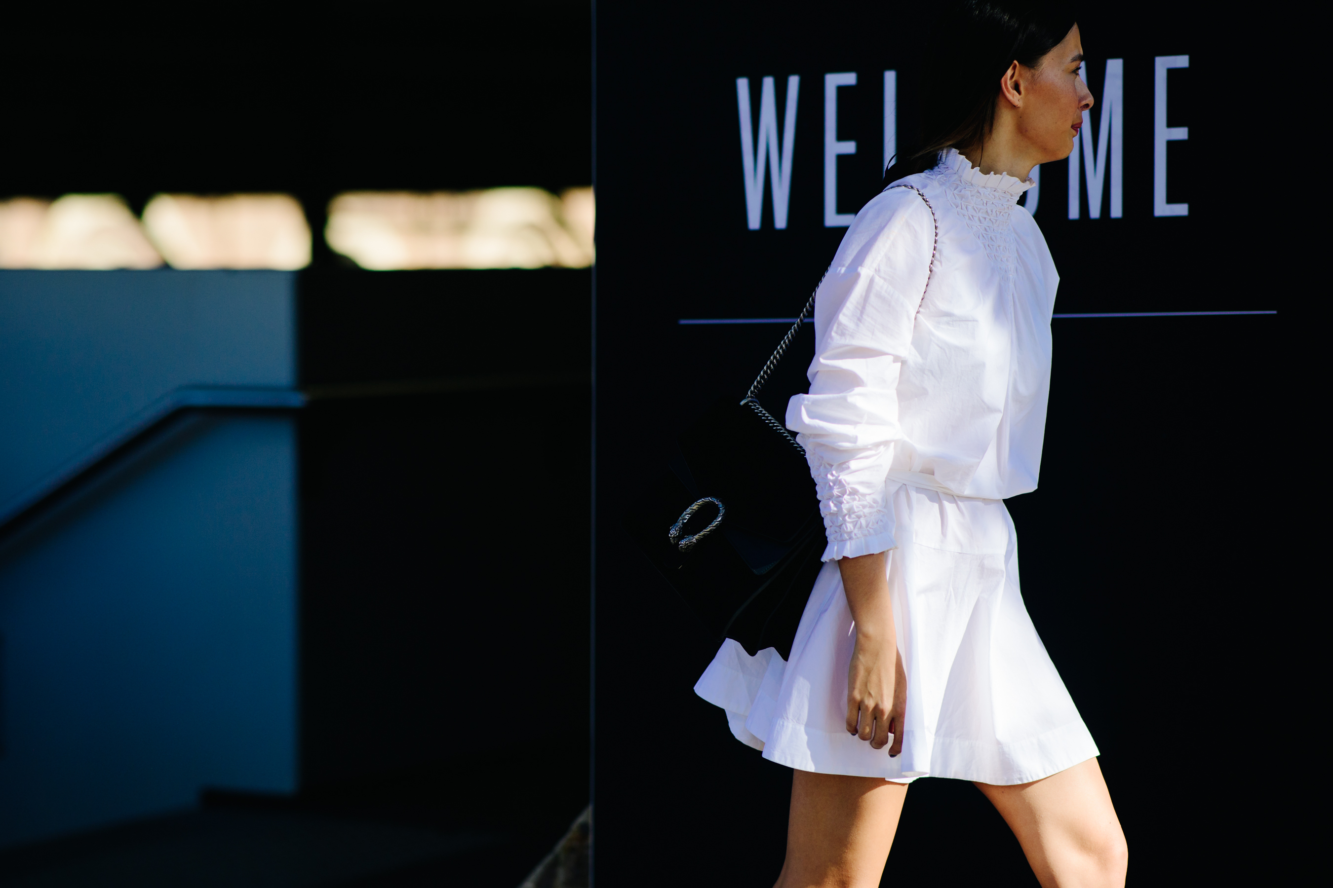 Woman wearing a white dress