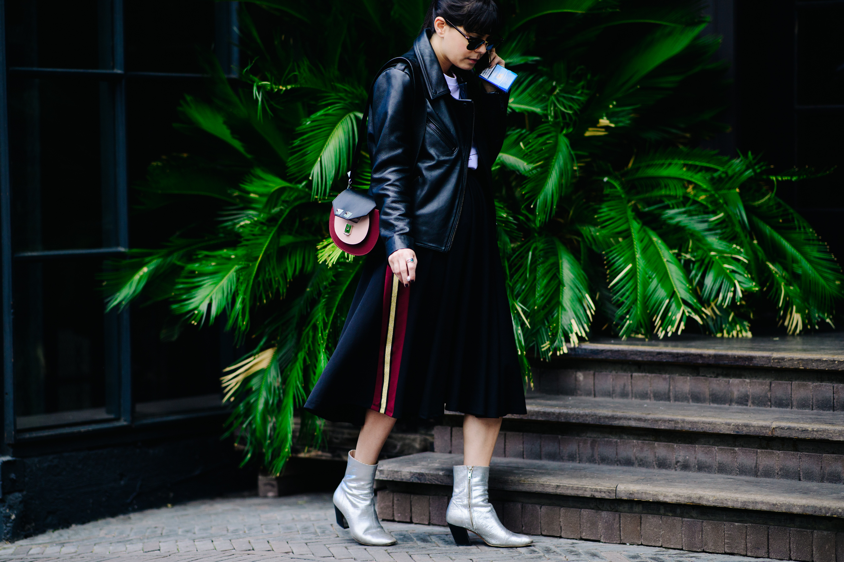 Girl wearing silver ankle boots