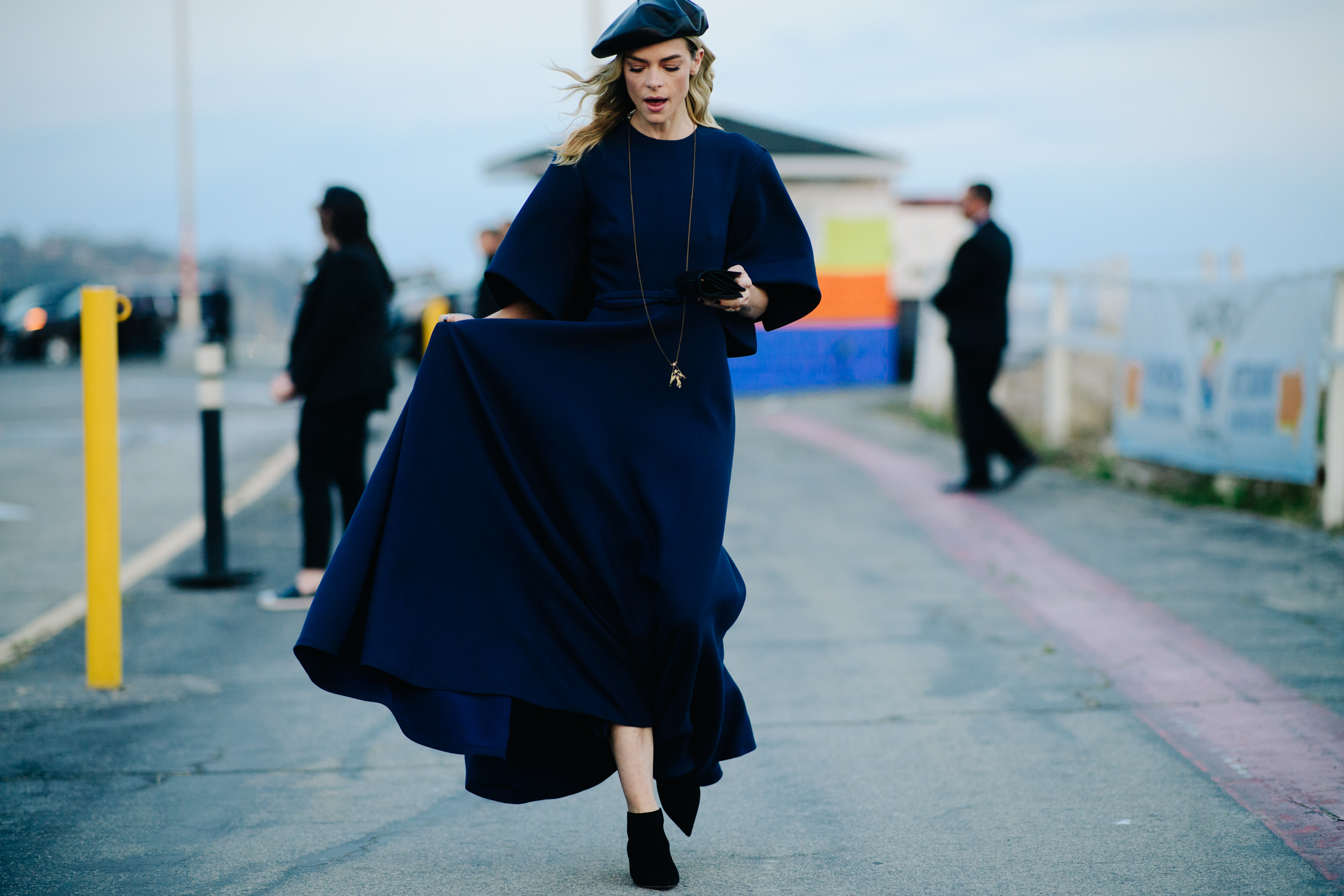 Girl wearing a long oversized dress