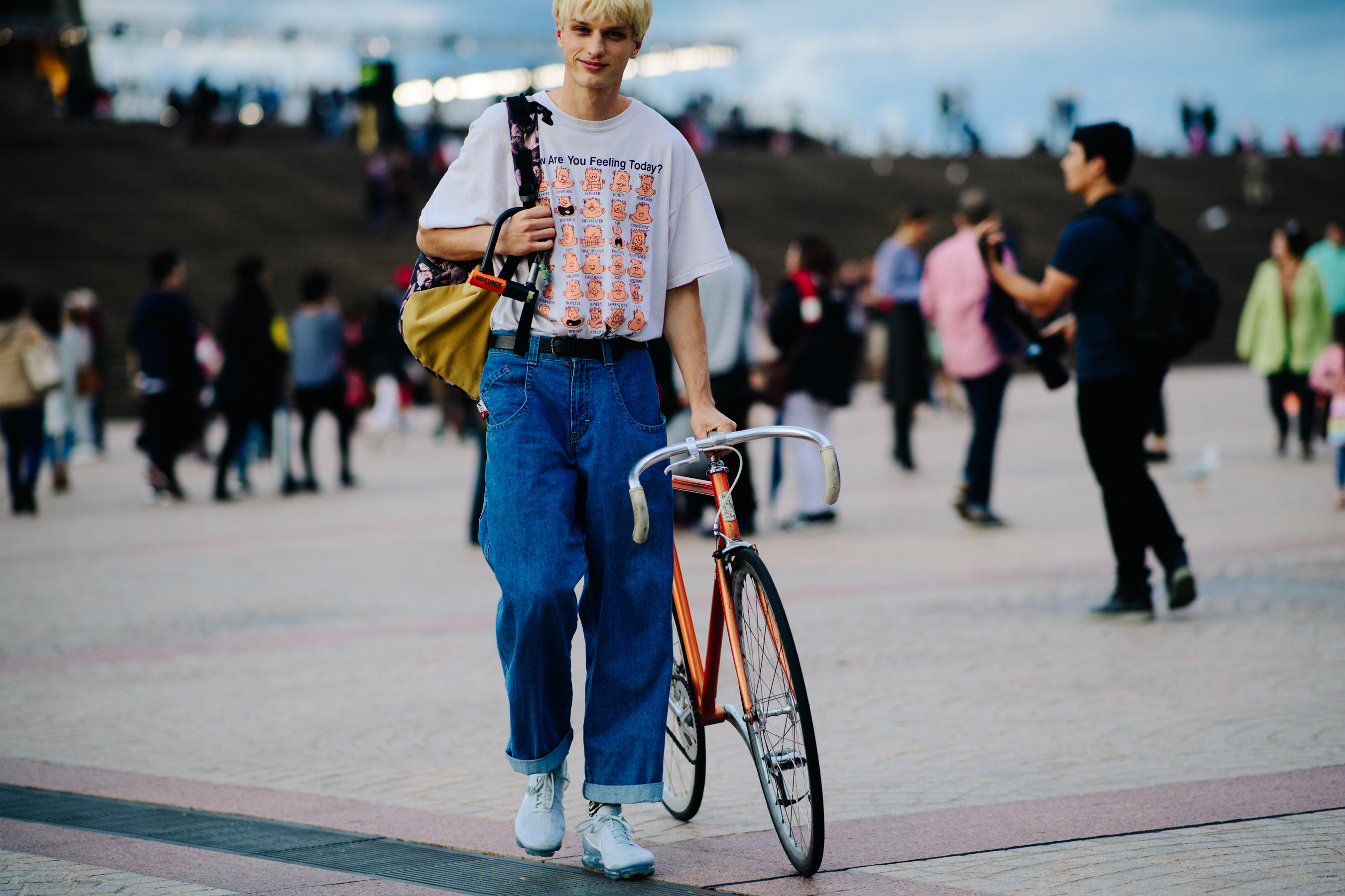 Male model wearing blue jeans