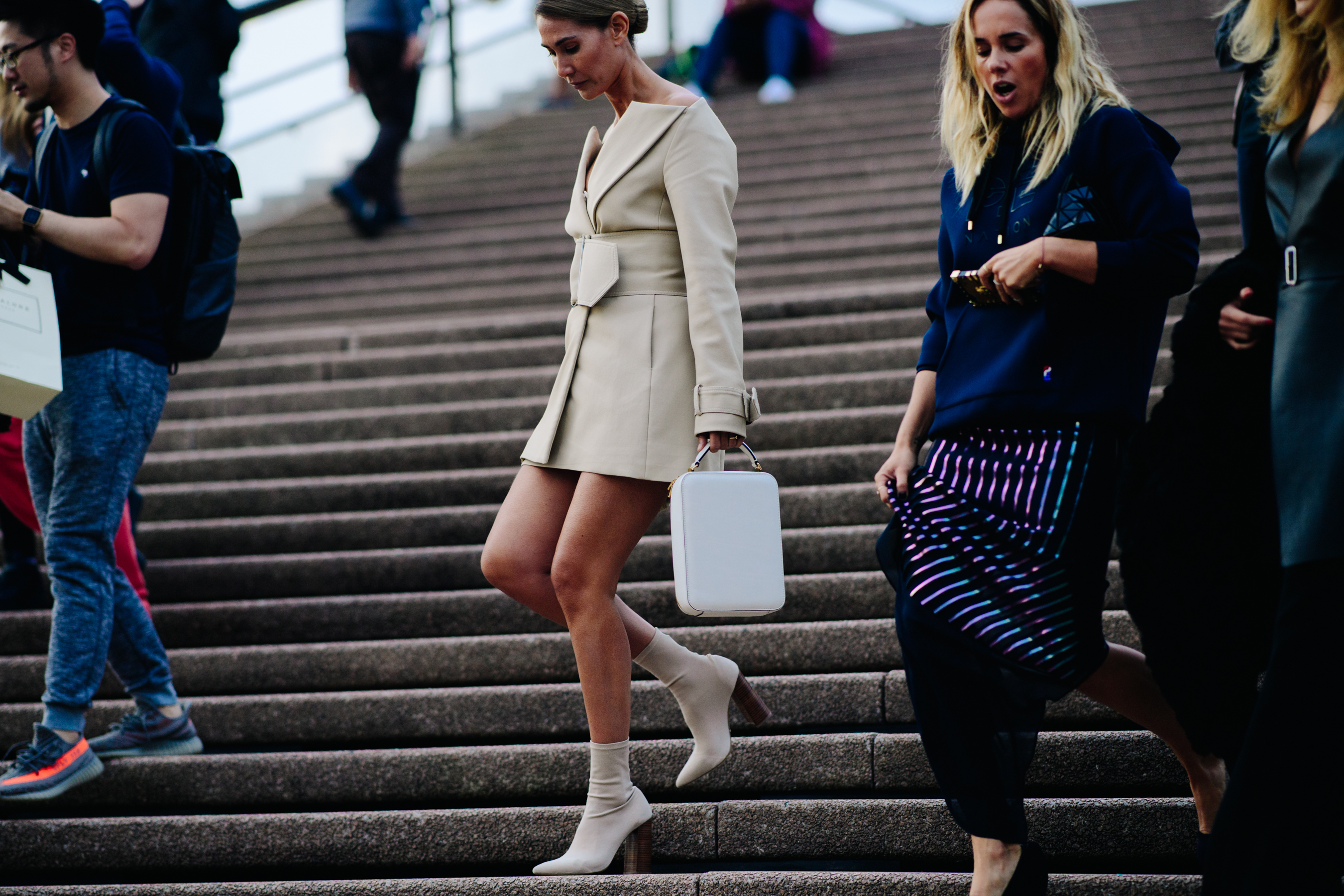 Woman wearing Yeezy shoes