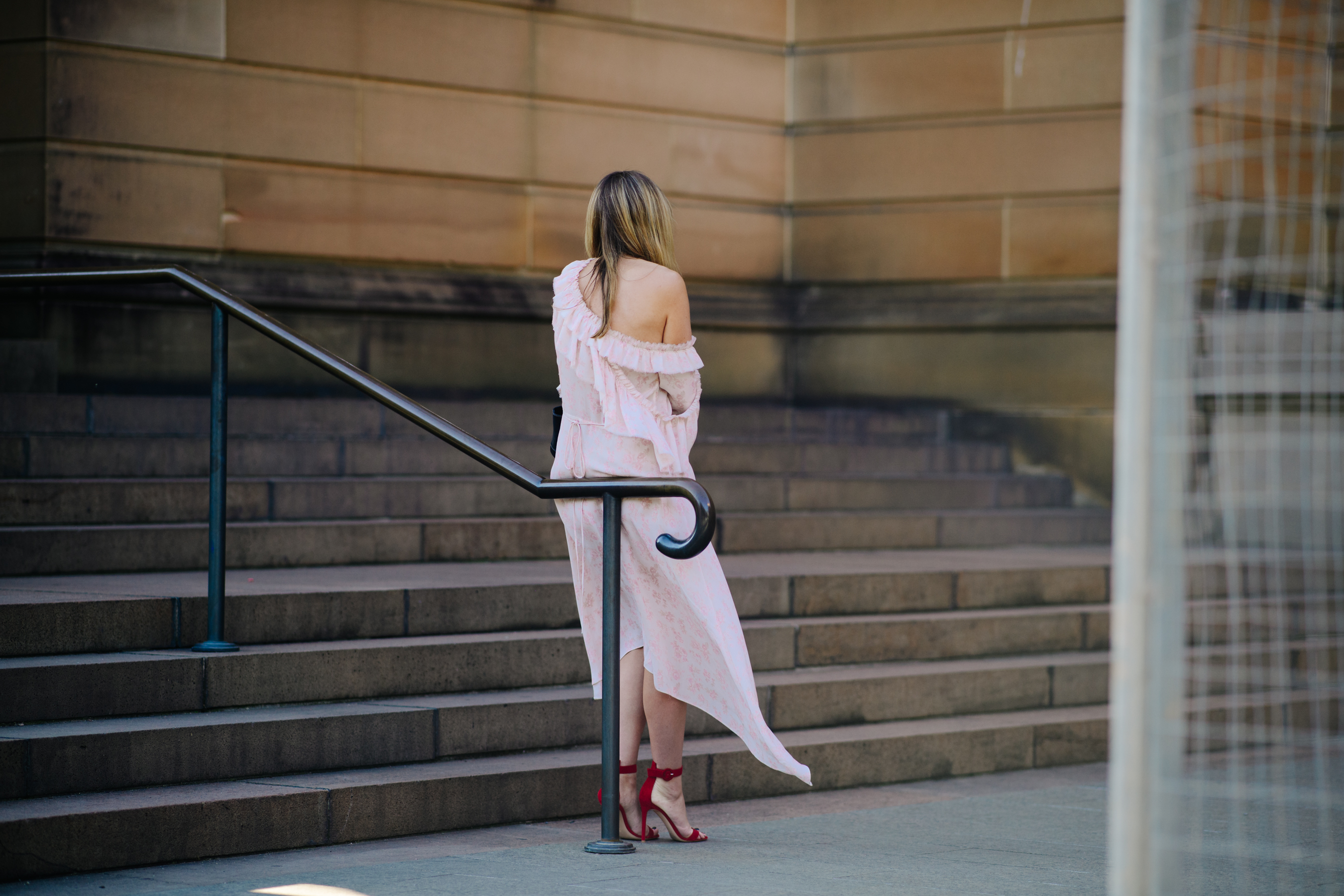 Woman wearing a white long dress
