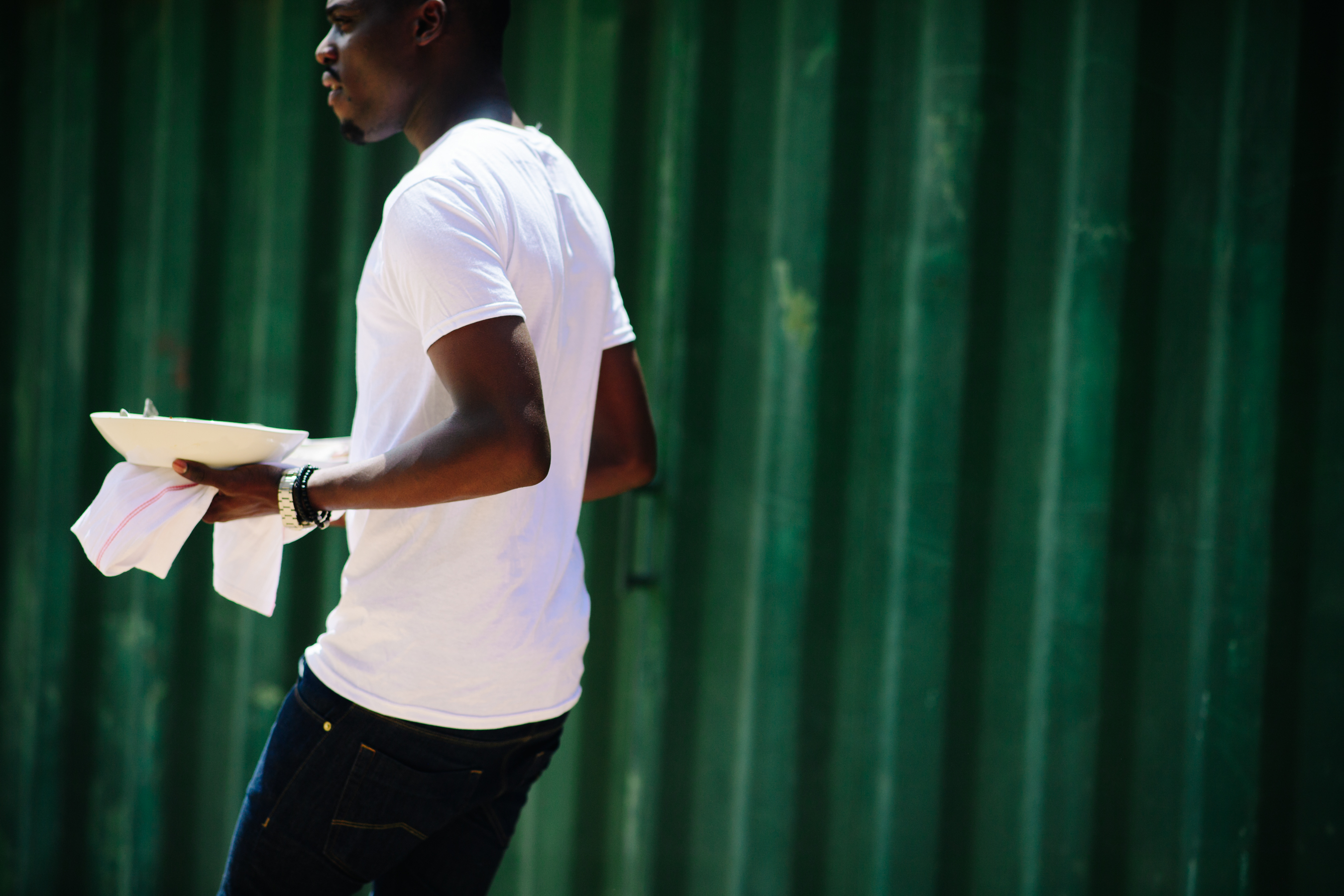 Man wearing white shirt and denim