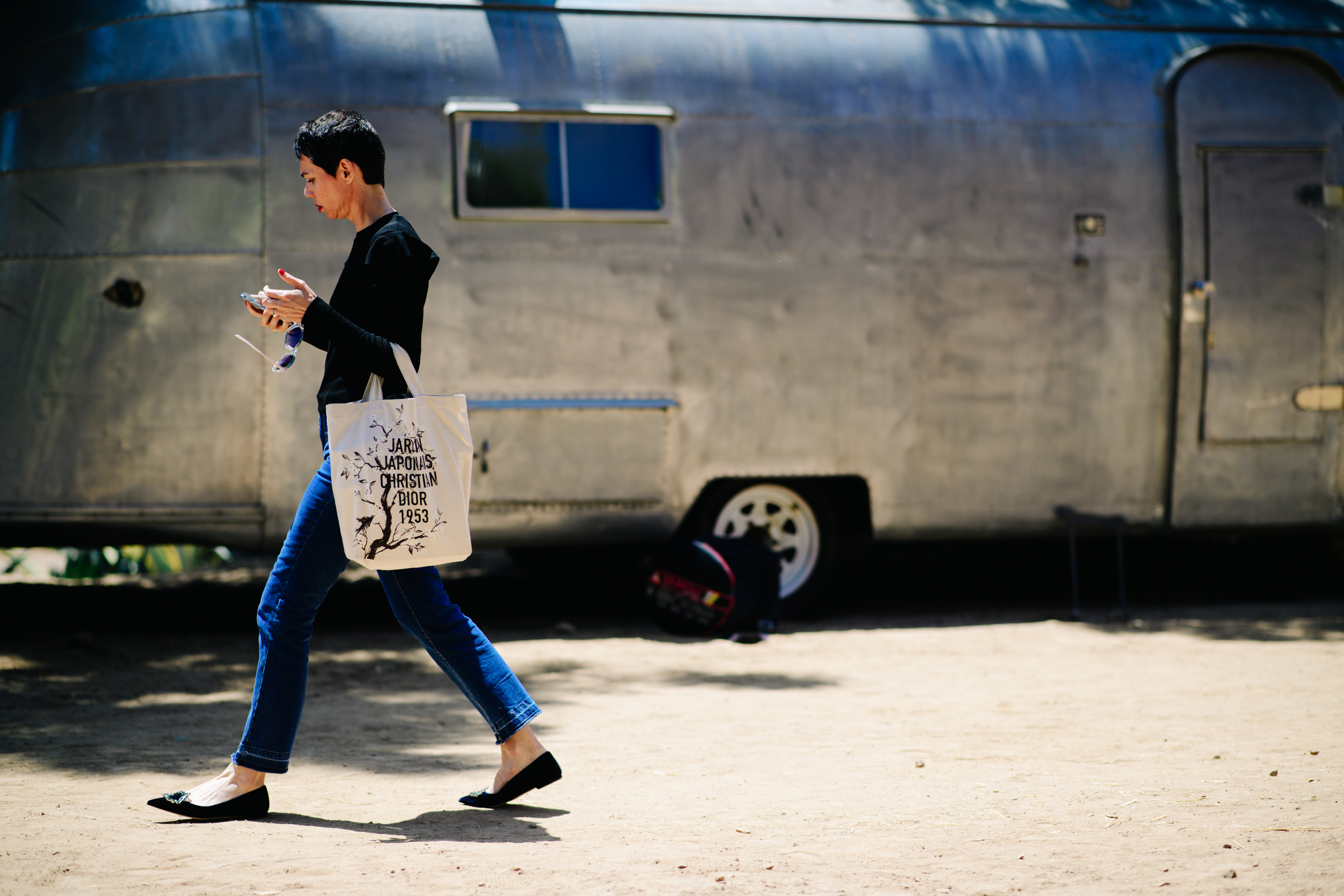 Woman wearing denim and shoes