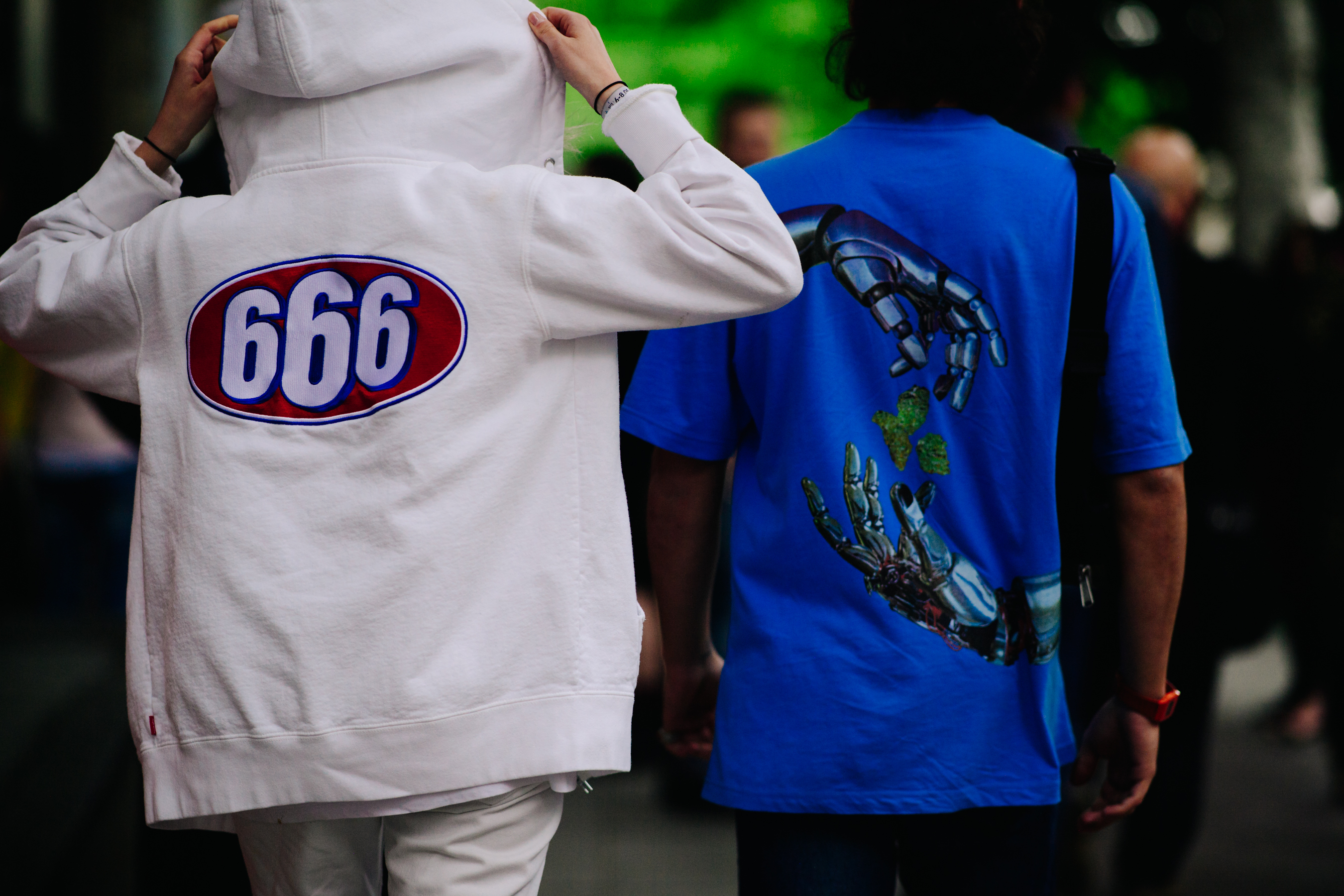 Girl wearing a white hoodie