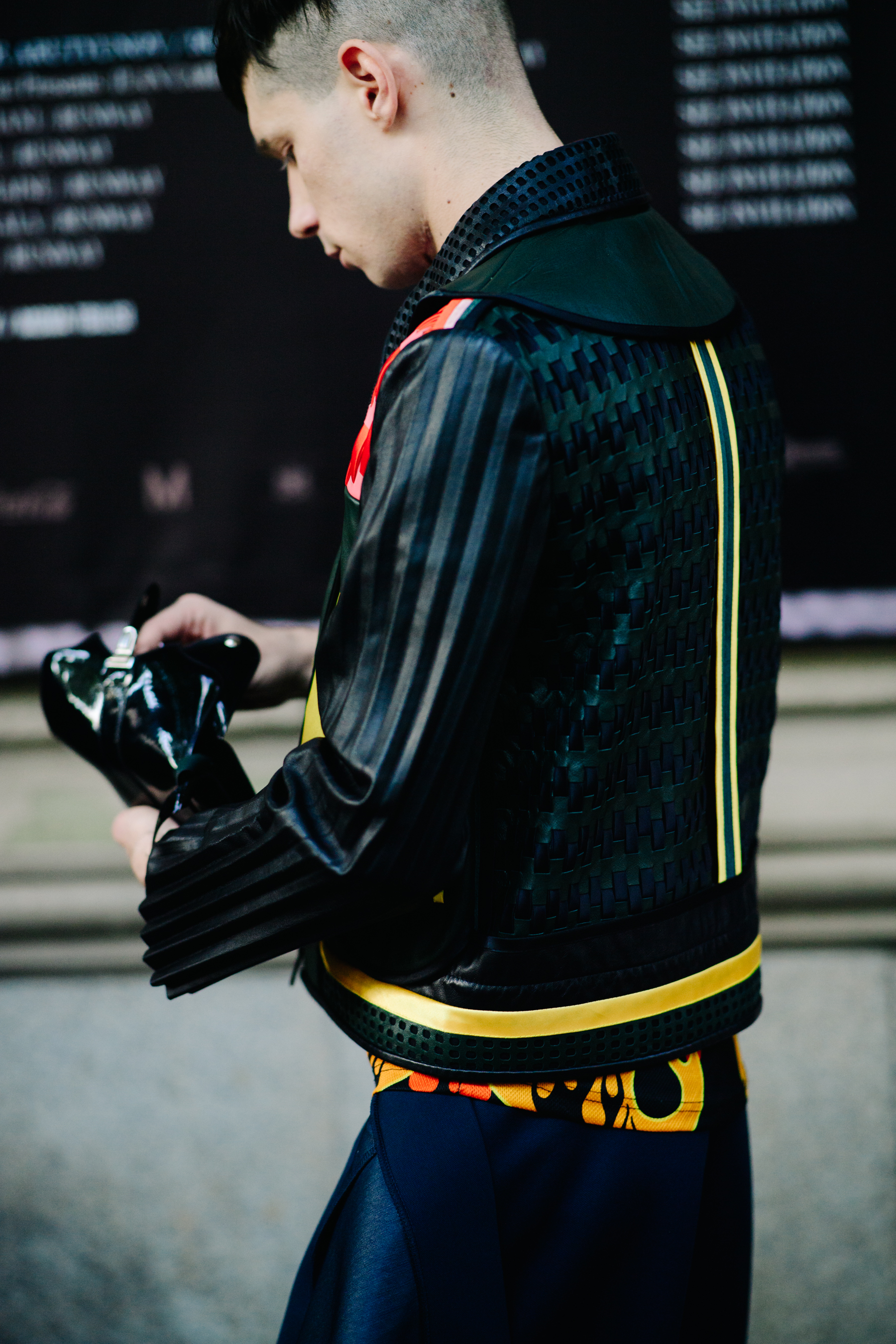 Man wearing leather jacket