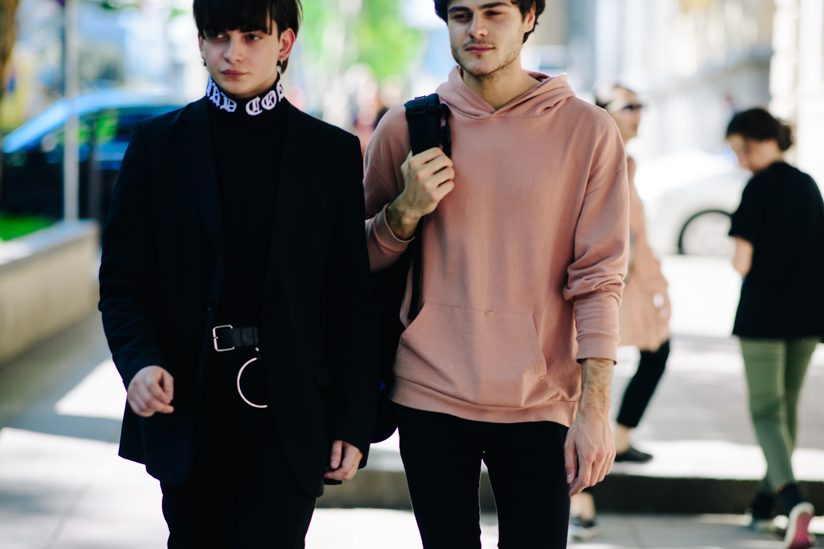 Two boys wearing distinctive looks