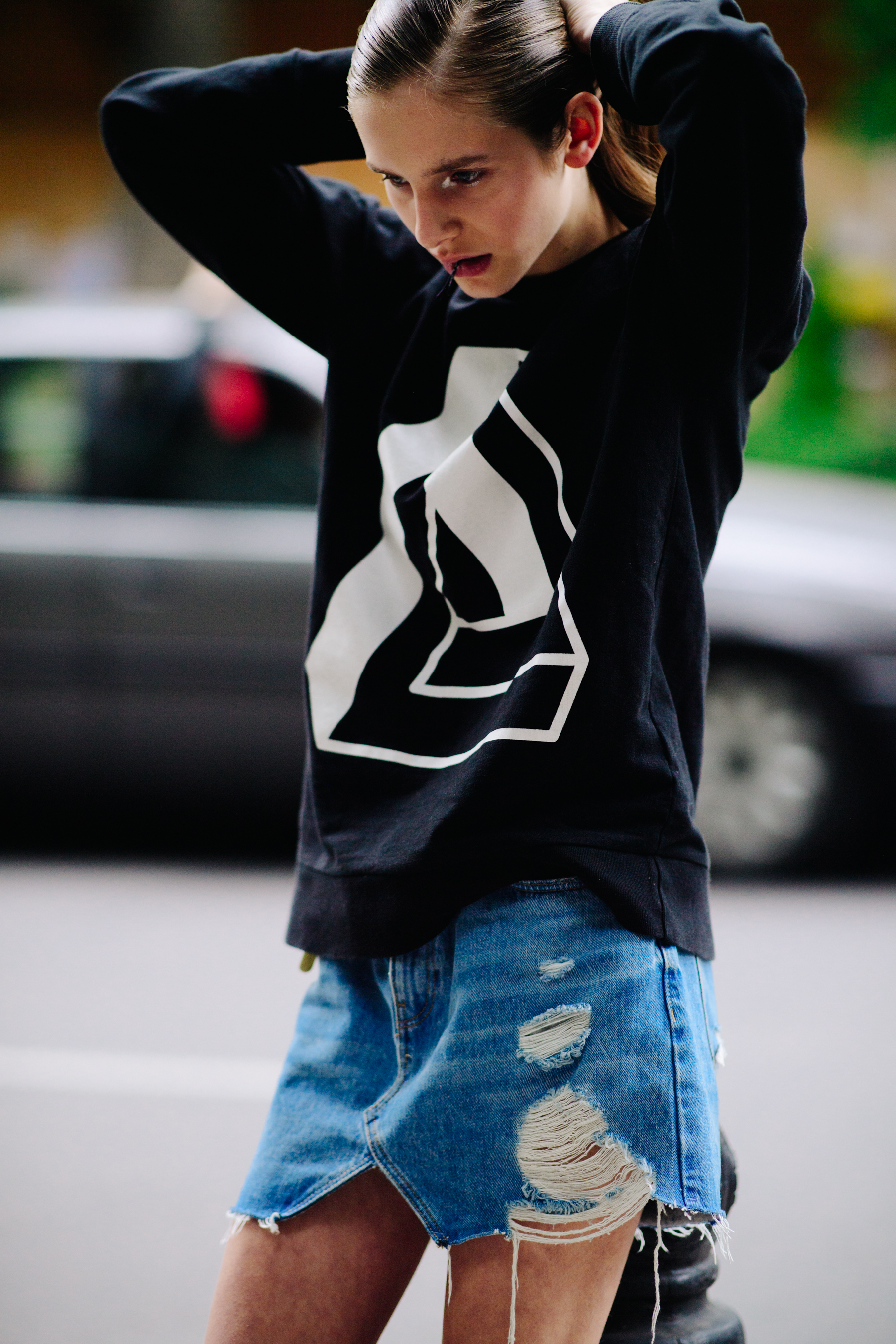 Georgian model wearing a ripped skirt
