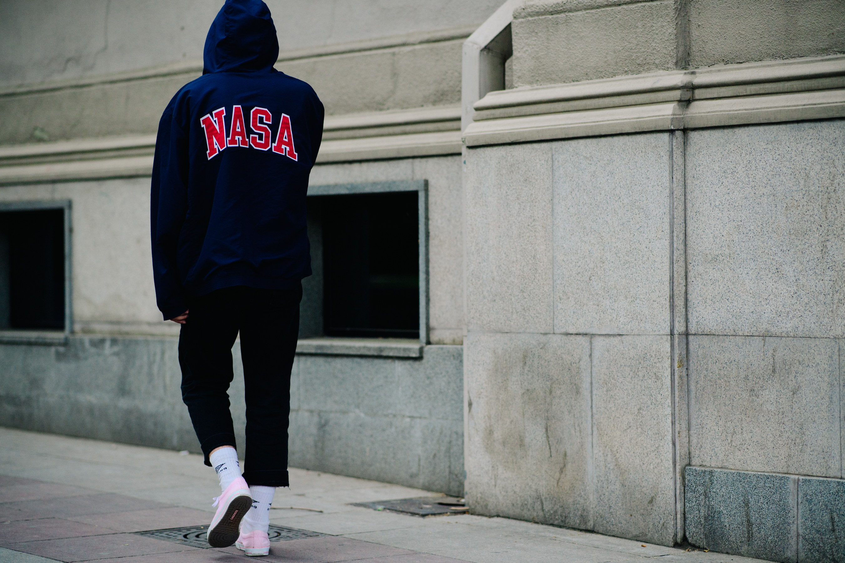 Man wearing Nasa hoodie