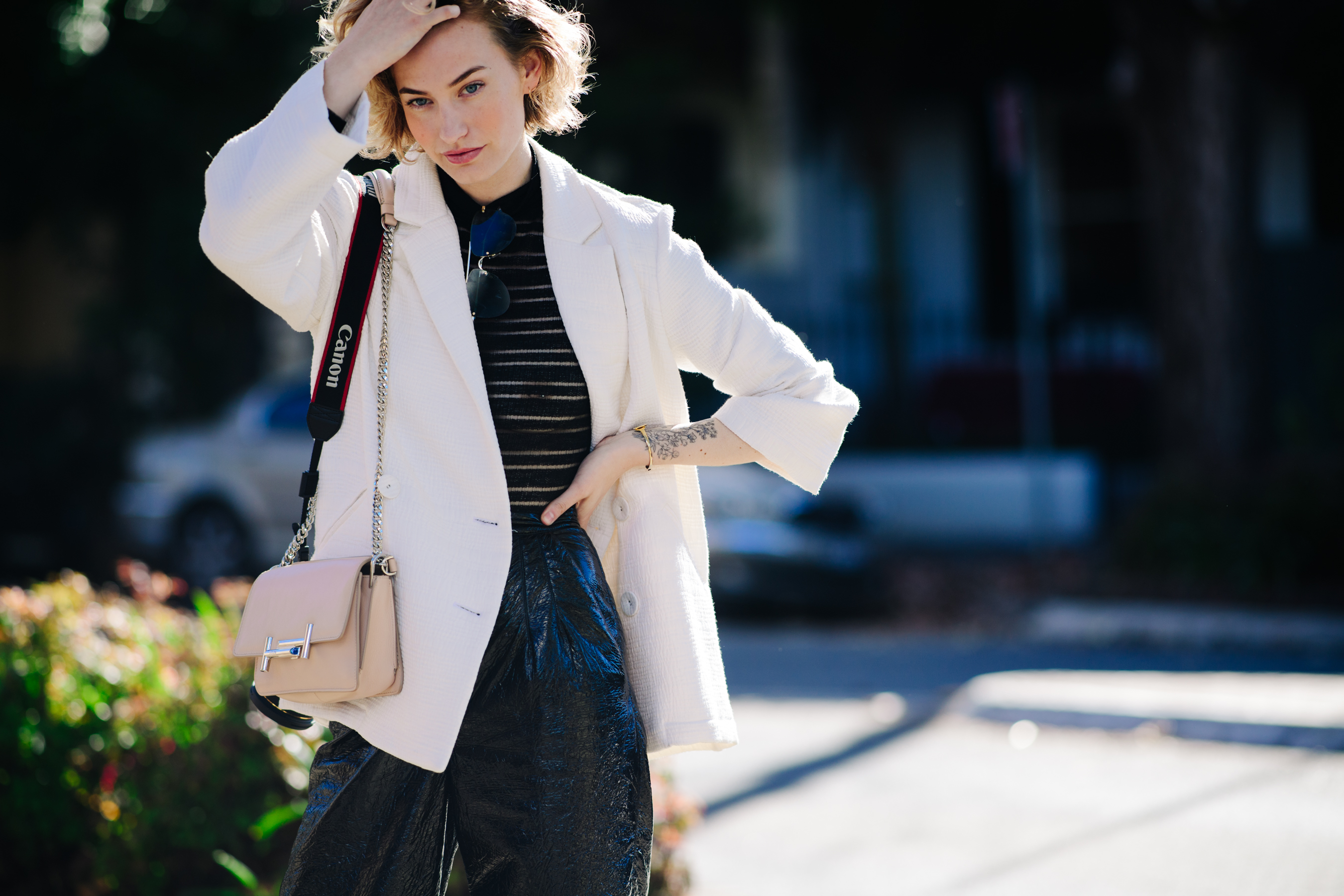 Girl wearing a white jacket