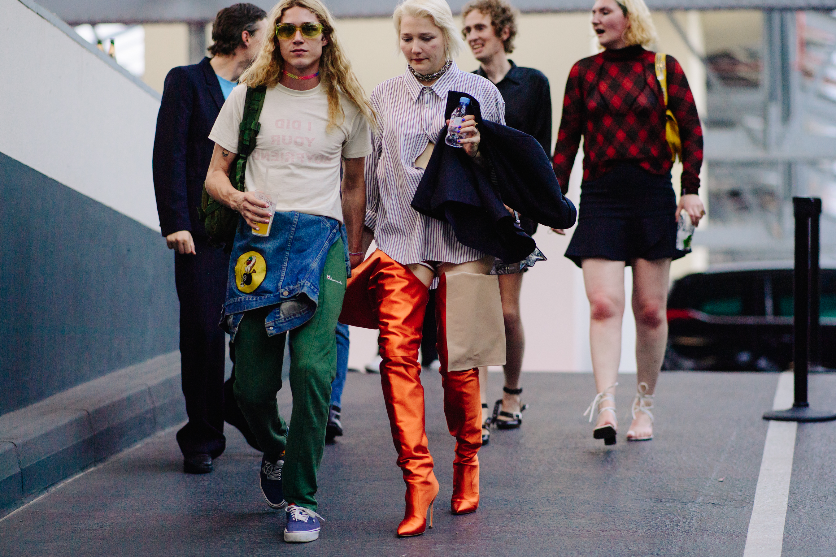 Model and stylist wearing Vetements