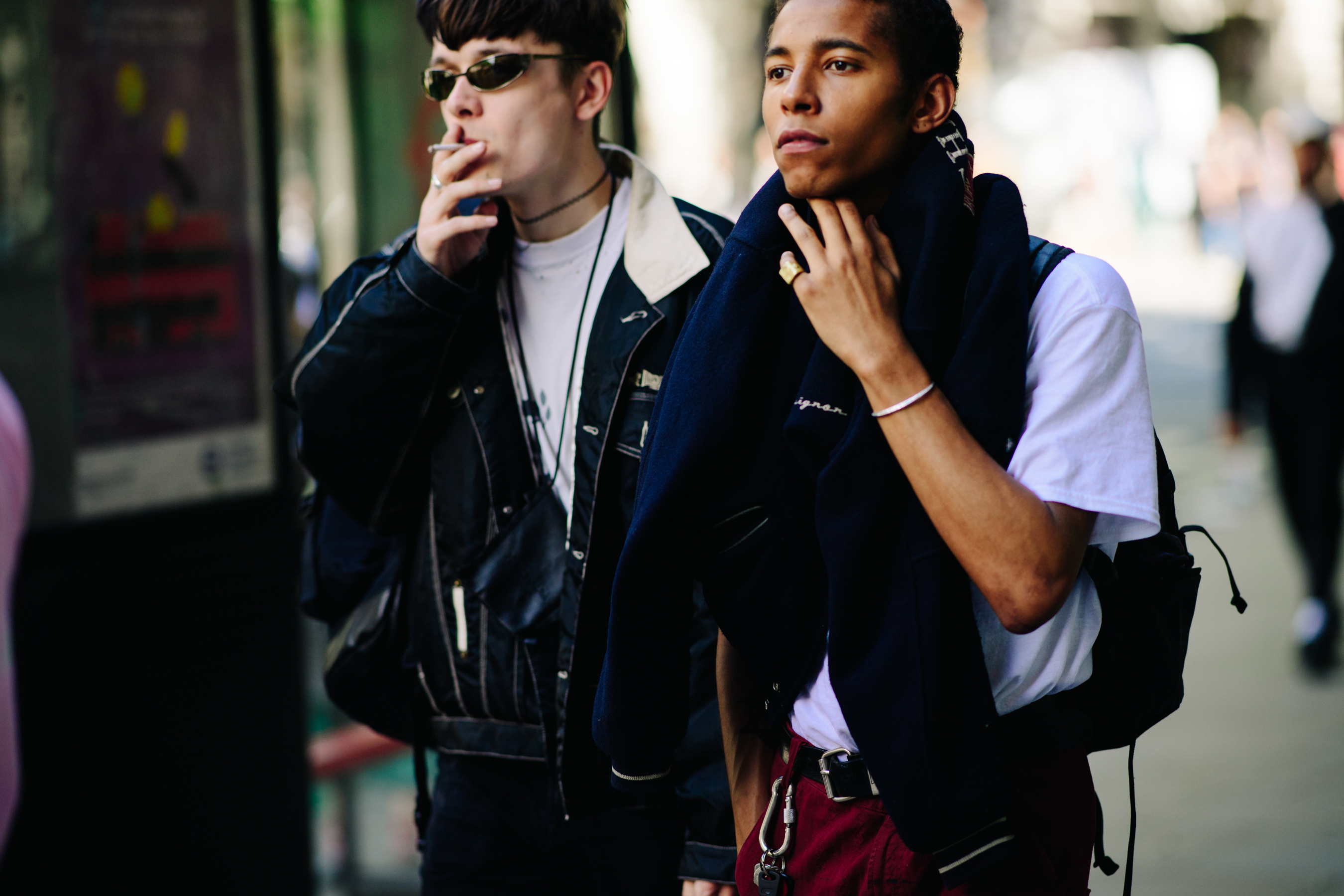 Male models walking after a show