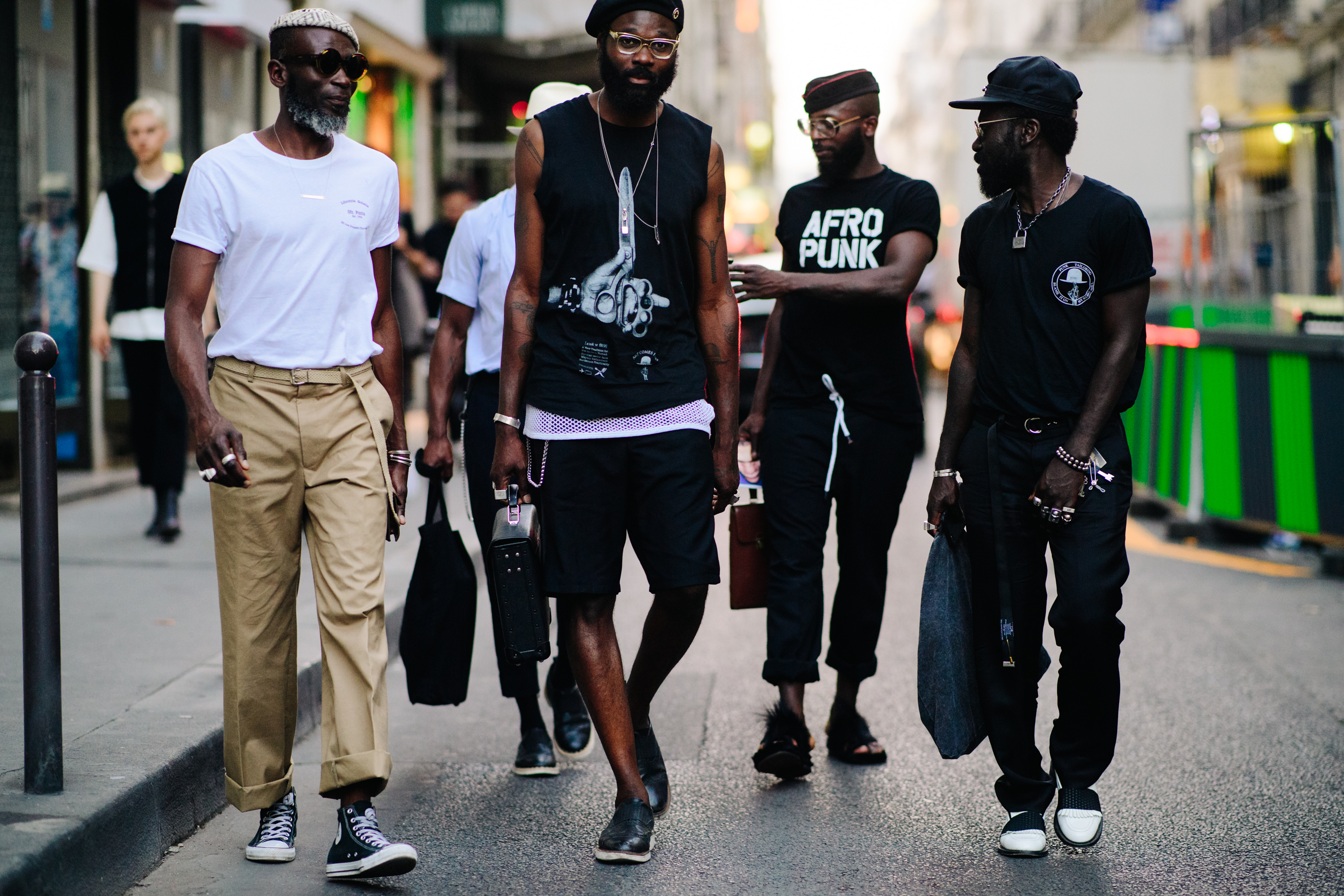 Men walking down the street