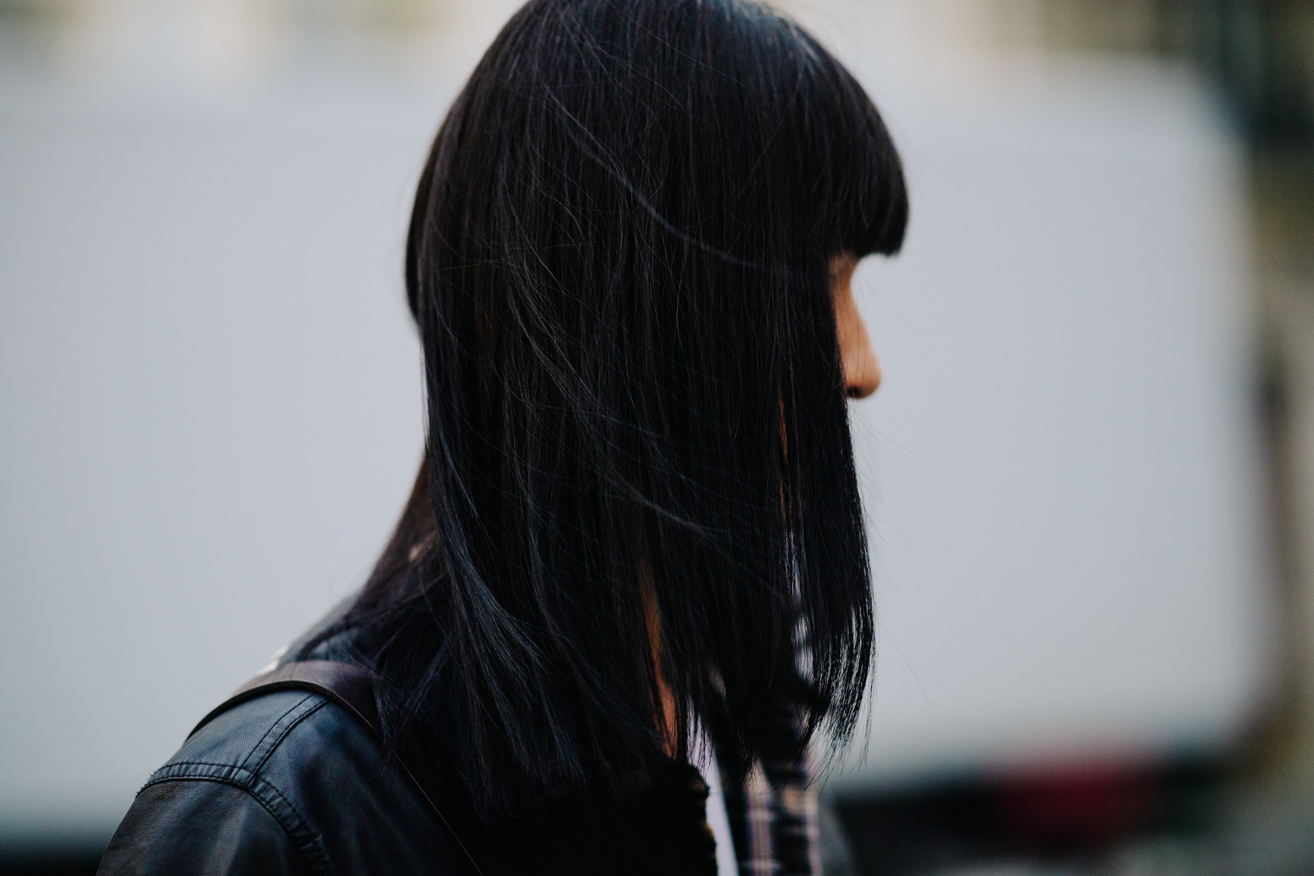 Woman with dark long hair