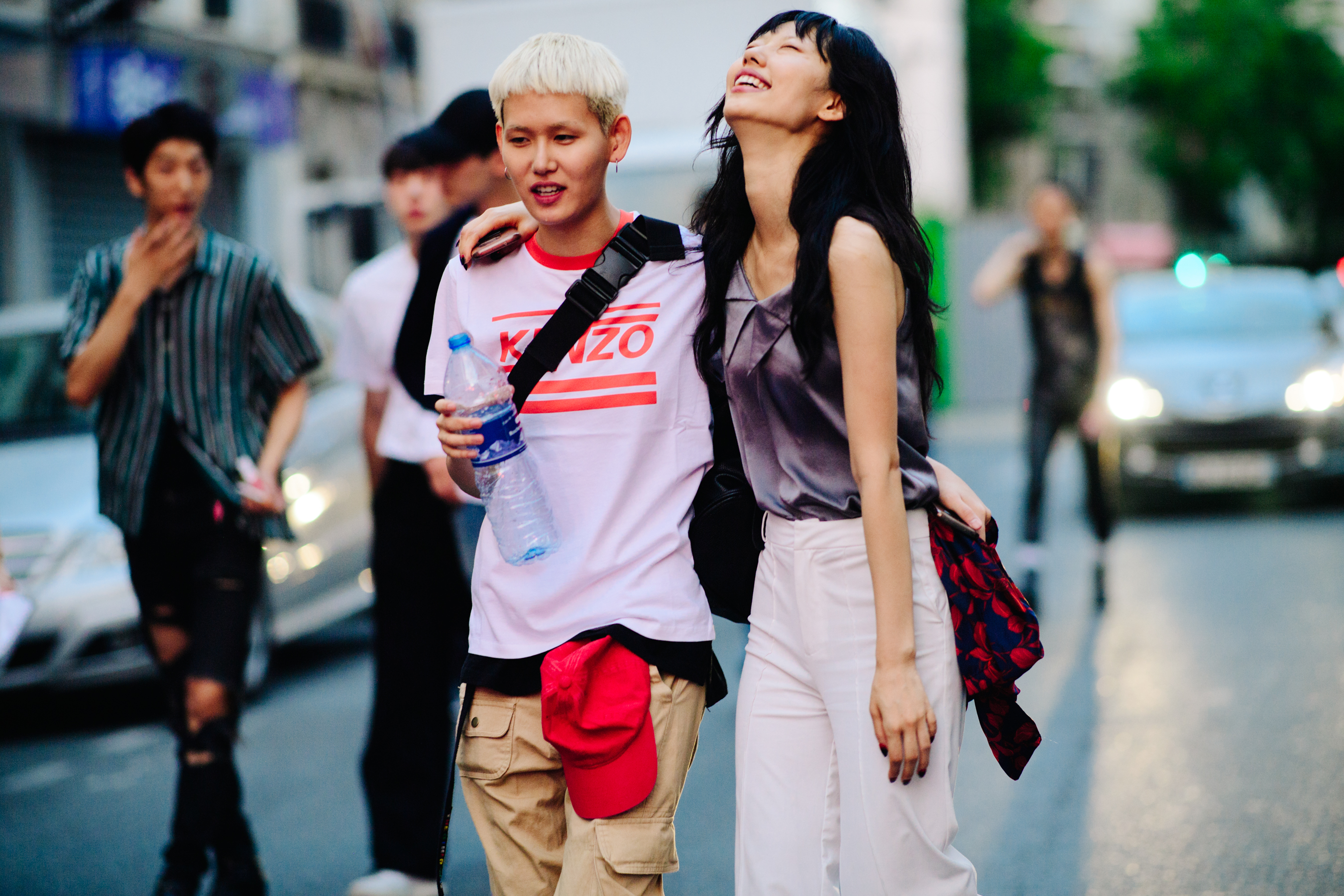 Asian models walking after KENZO show