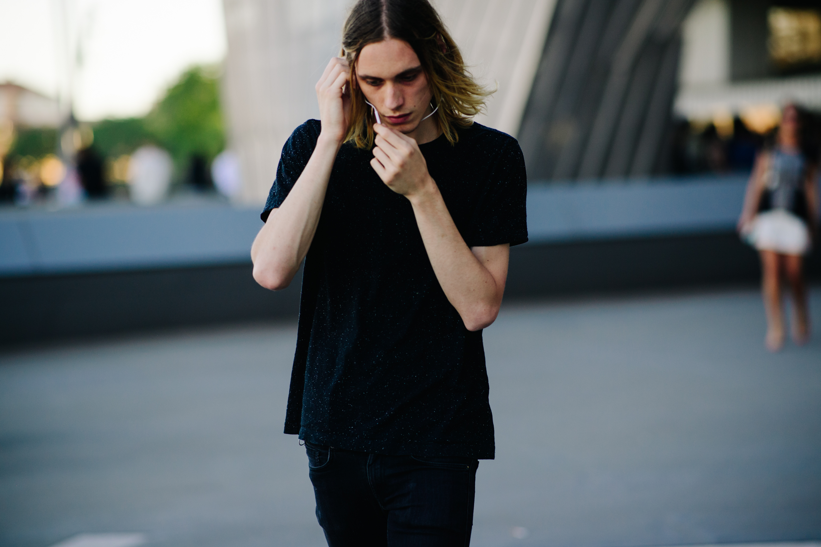 Male model wearing a black outfit